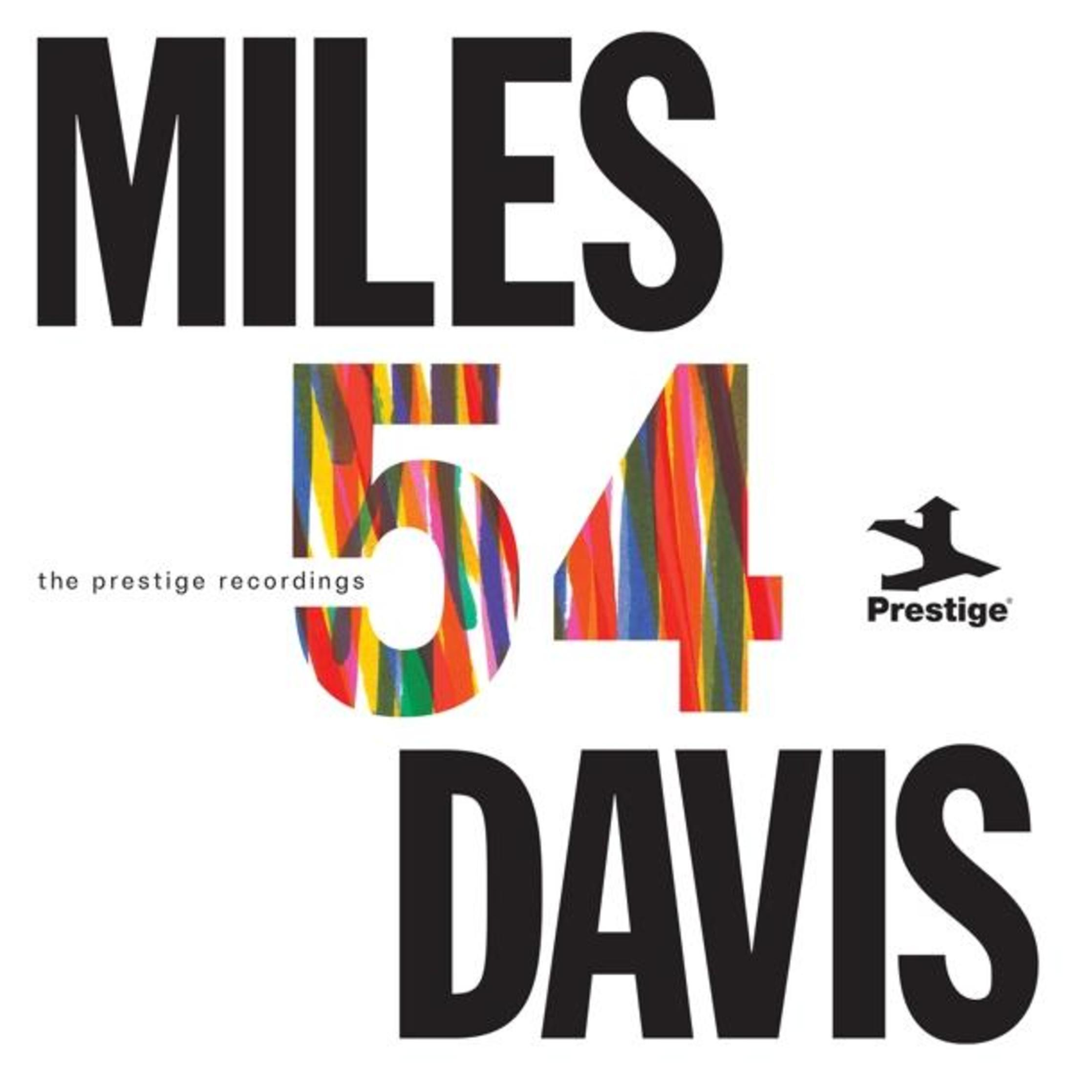 Miles Davis 54: The Prestige Recordings. Testo nero, numero 54 colorato.
