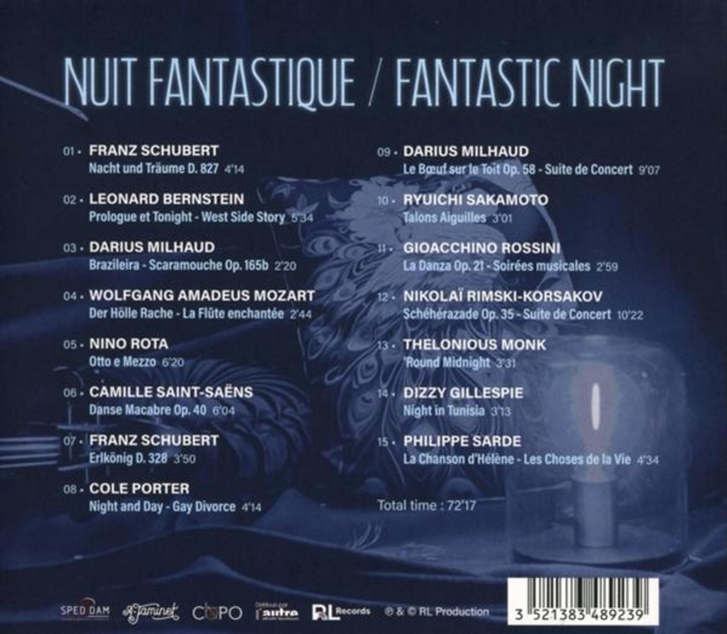 Copertina CD con elenco brani: NUIT FANTASTIQUE / FANTASTIC NIGHT