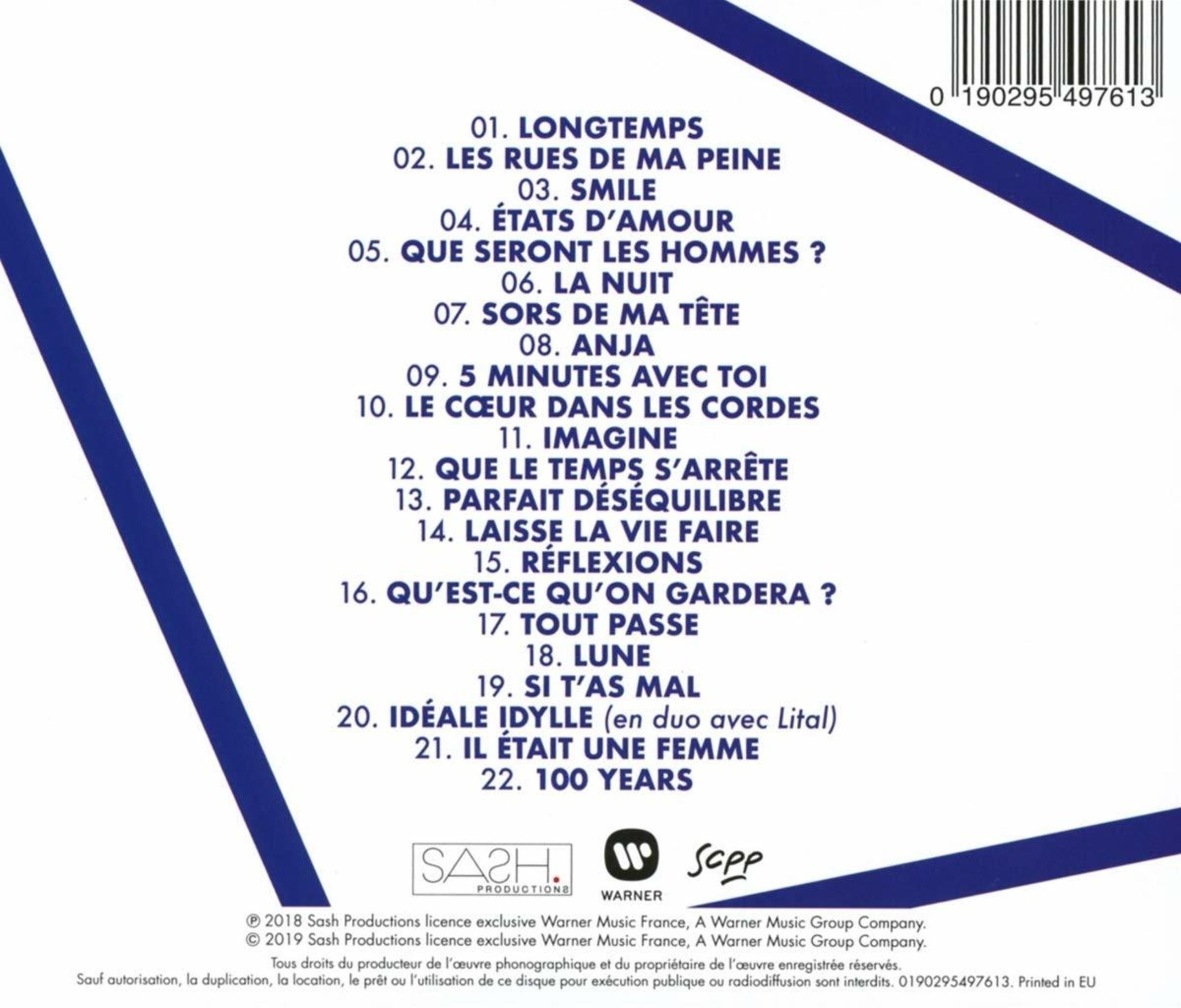 Elenco tracce di un album con strisce blu e codice a barre.