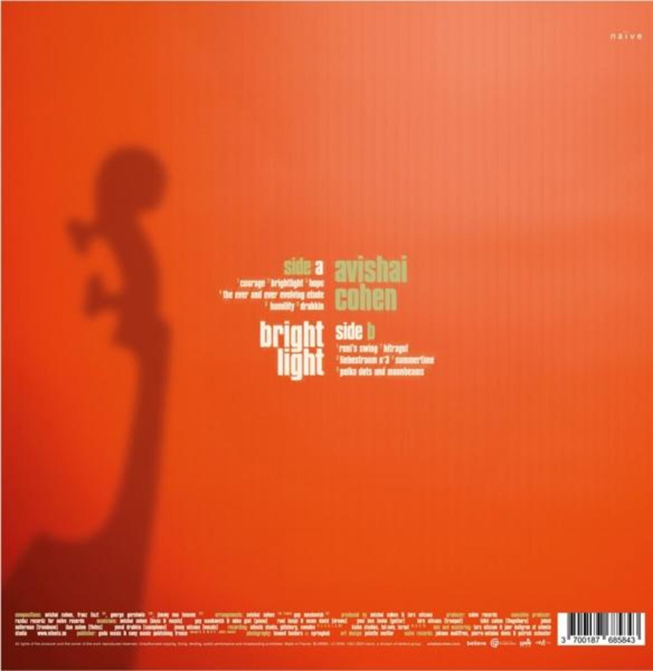 Ombra di un violino su sfondo arancione con titoli album.