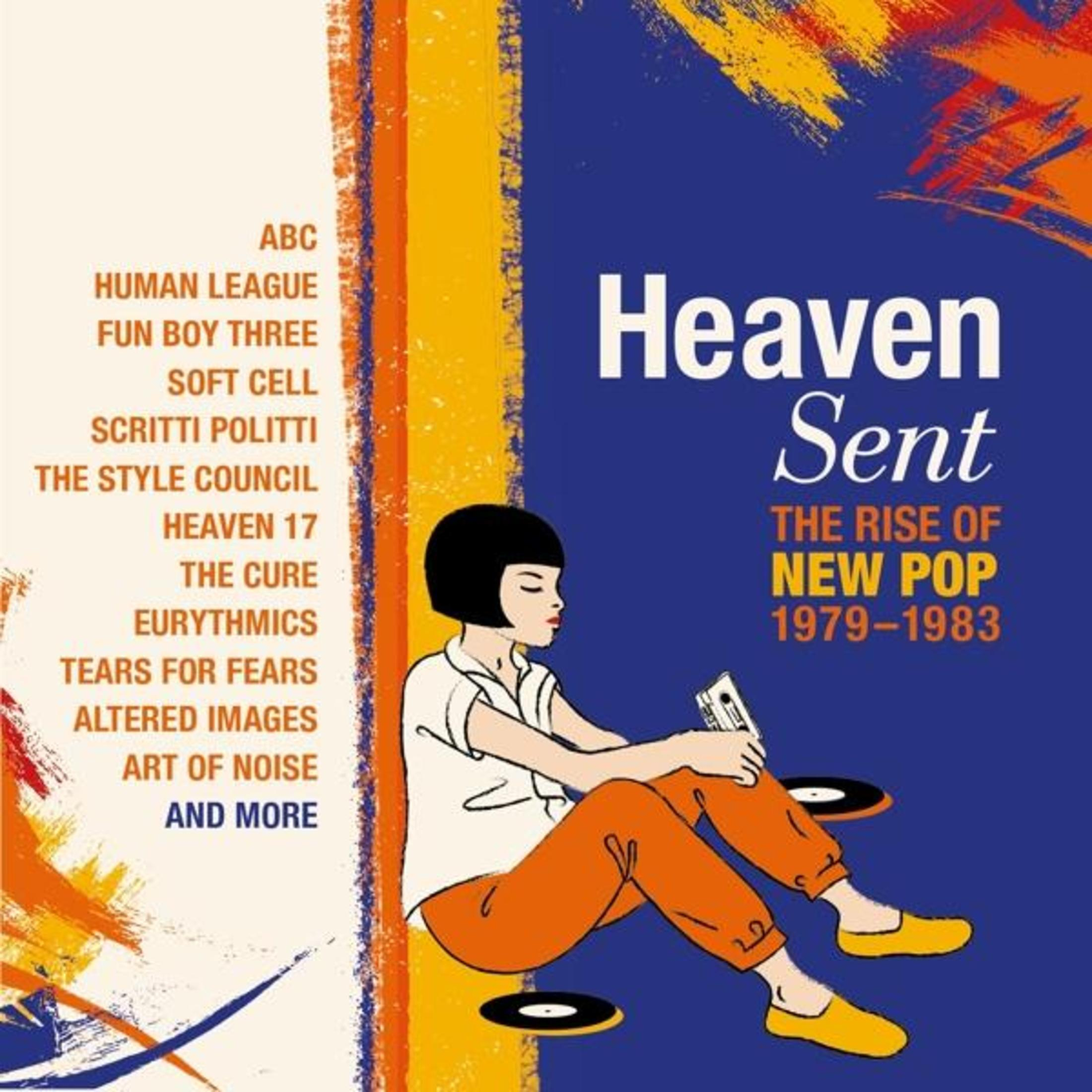 Illustratie van een album met bandnamen en de titel "Heaven Sent".