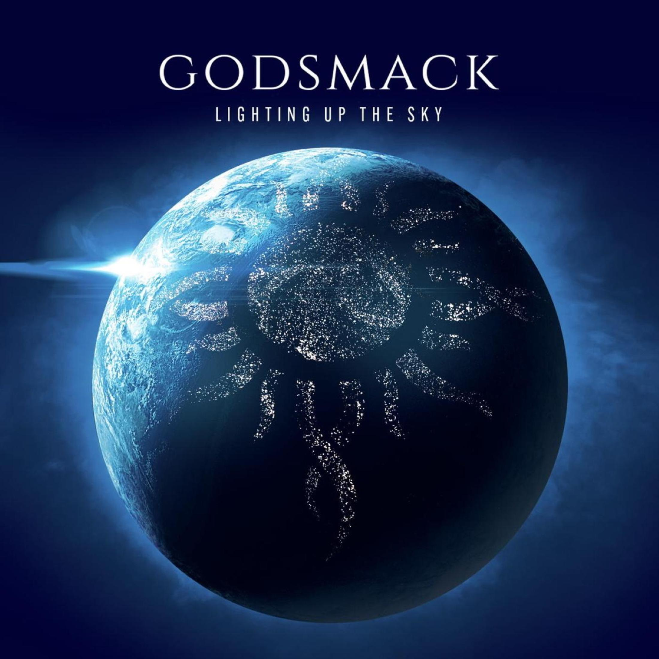 Terra con un motivo di stelle luminose che formano un simbolo. GODSMACK.