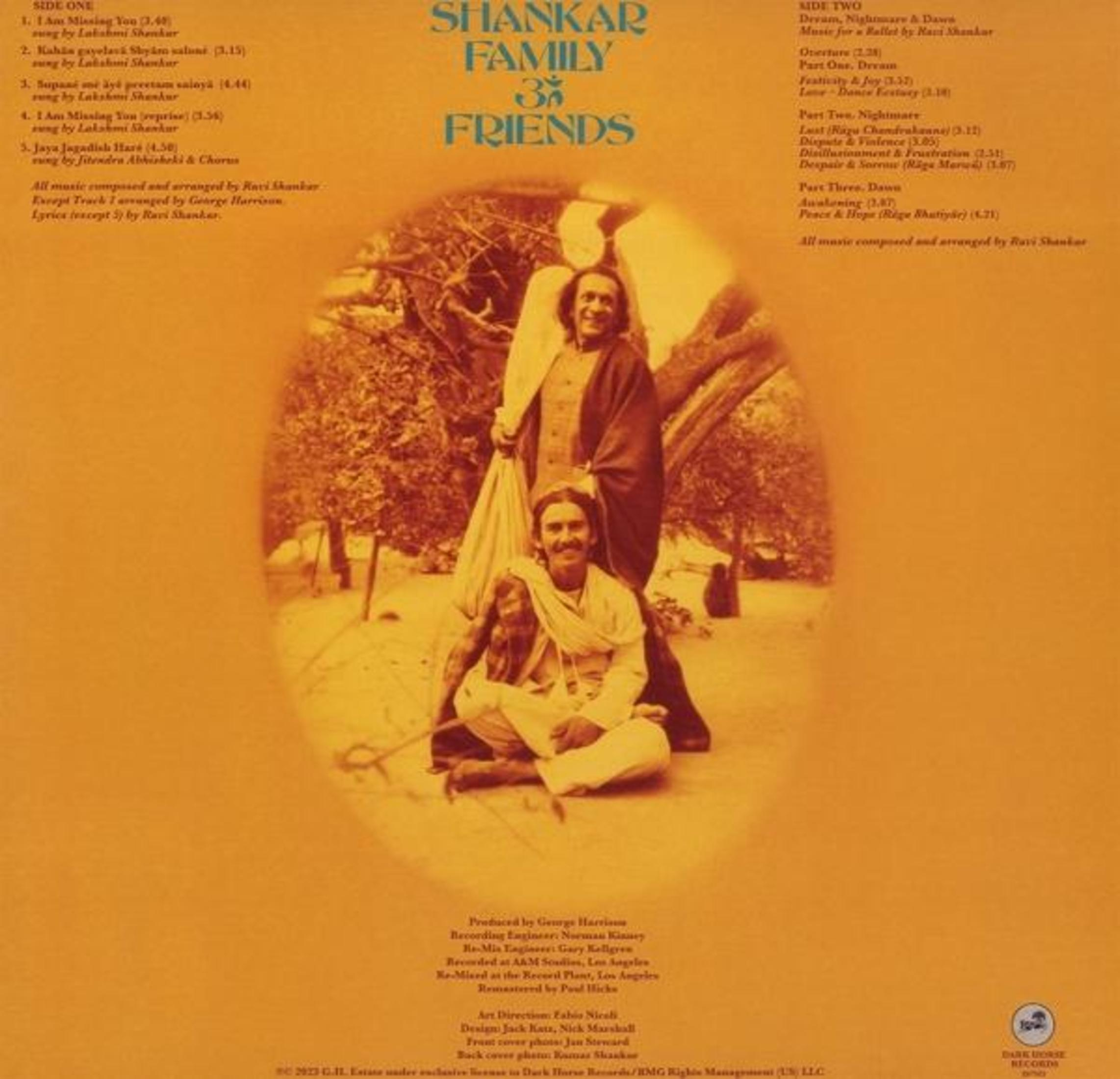 Retro di una copertina di disco con titoli di canzoni e informazioni di produzione.