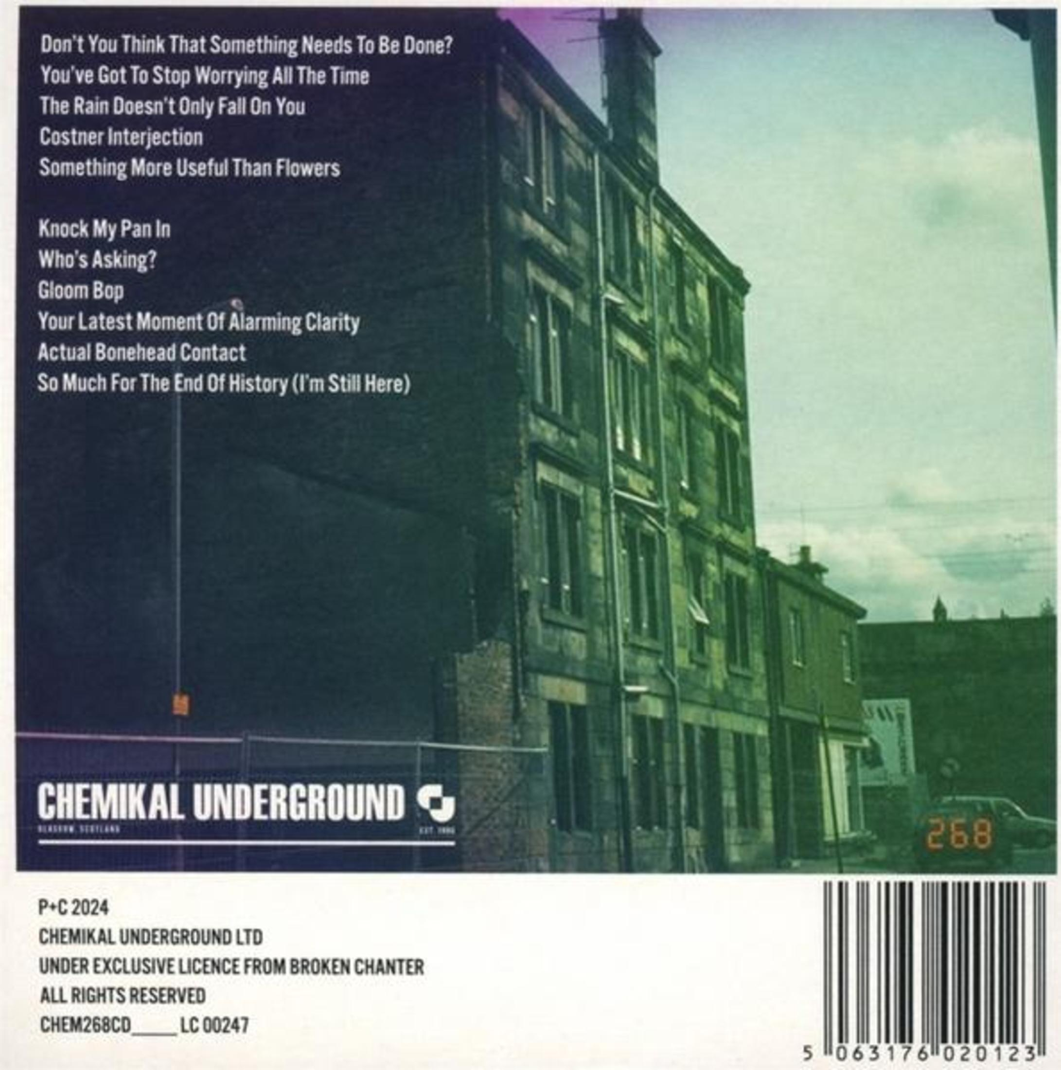 Copertina dell'album con tracklist, un edificio e un codice a barre. Il testo dice Chemikal Underground.
