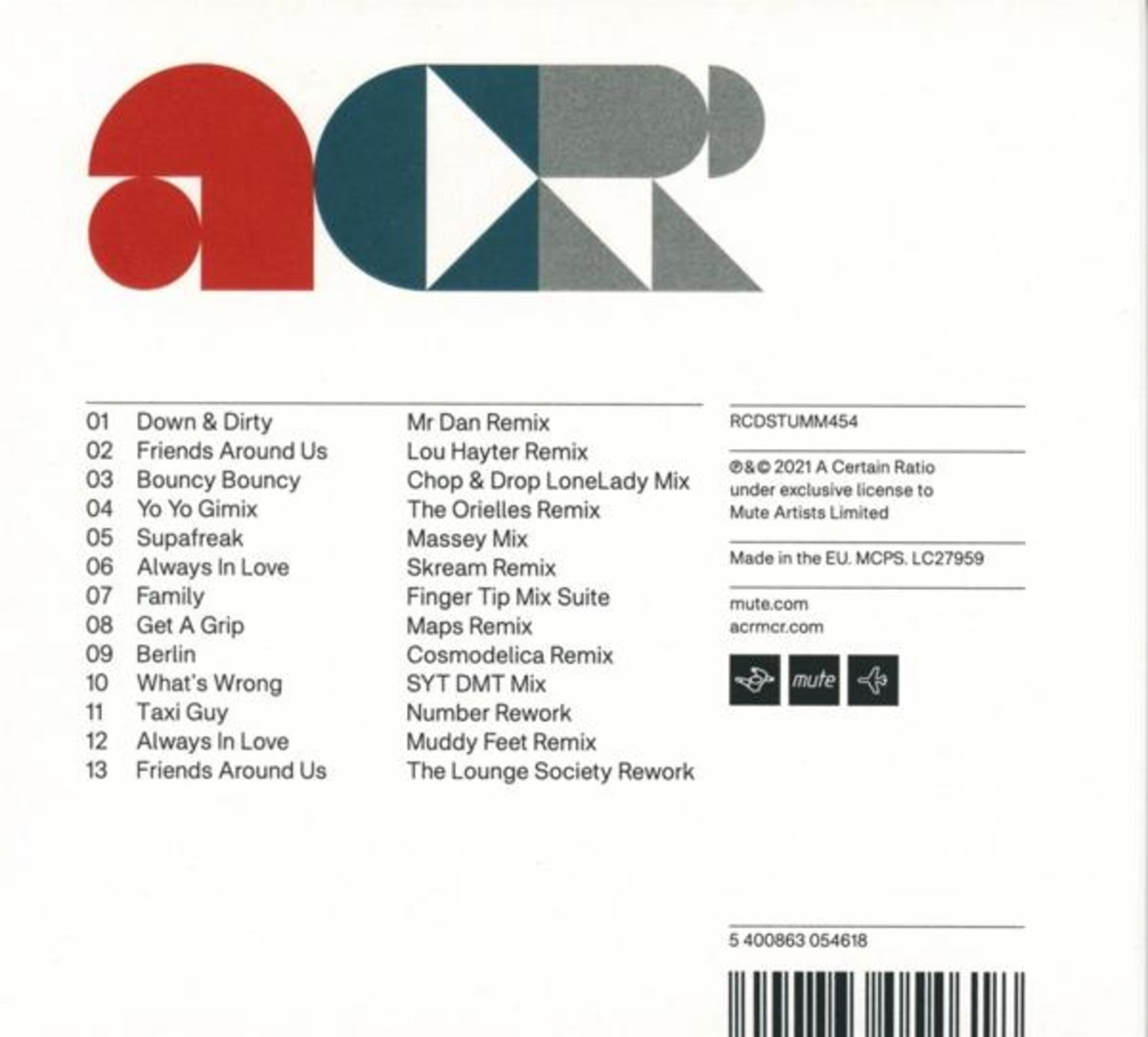 Forme astratte in rosso, blu e grigio; tracklist e info.