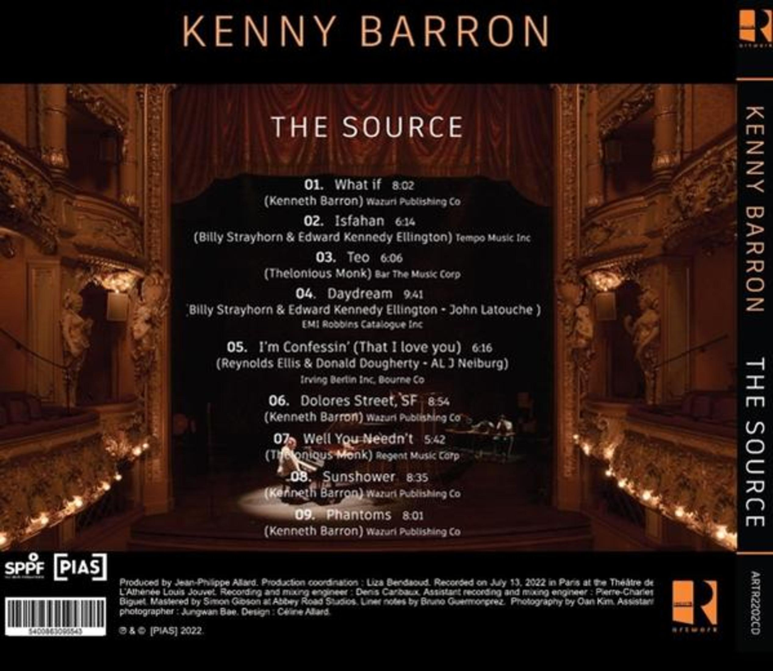 Copertina album con Kenny Barron e lista brani. Sfondo scuro, tende teatrali.