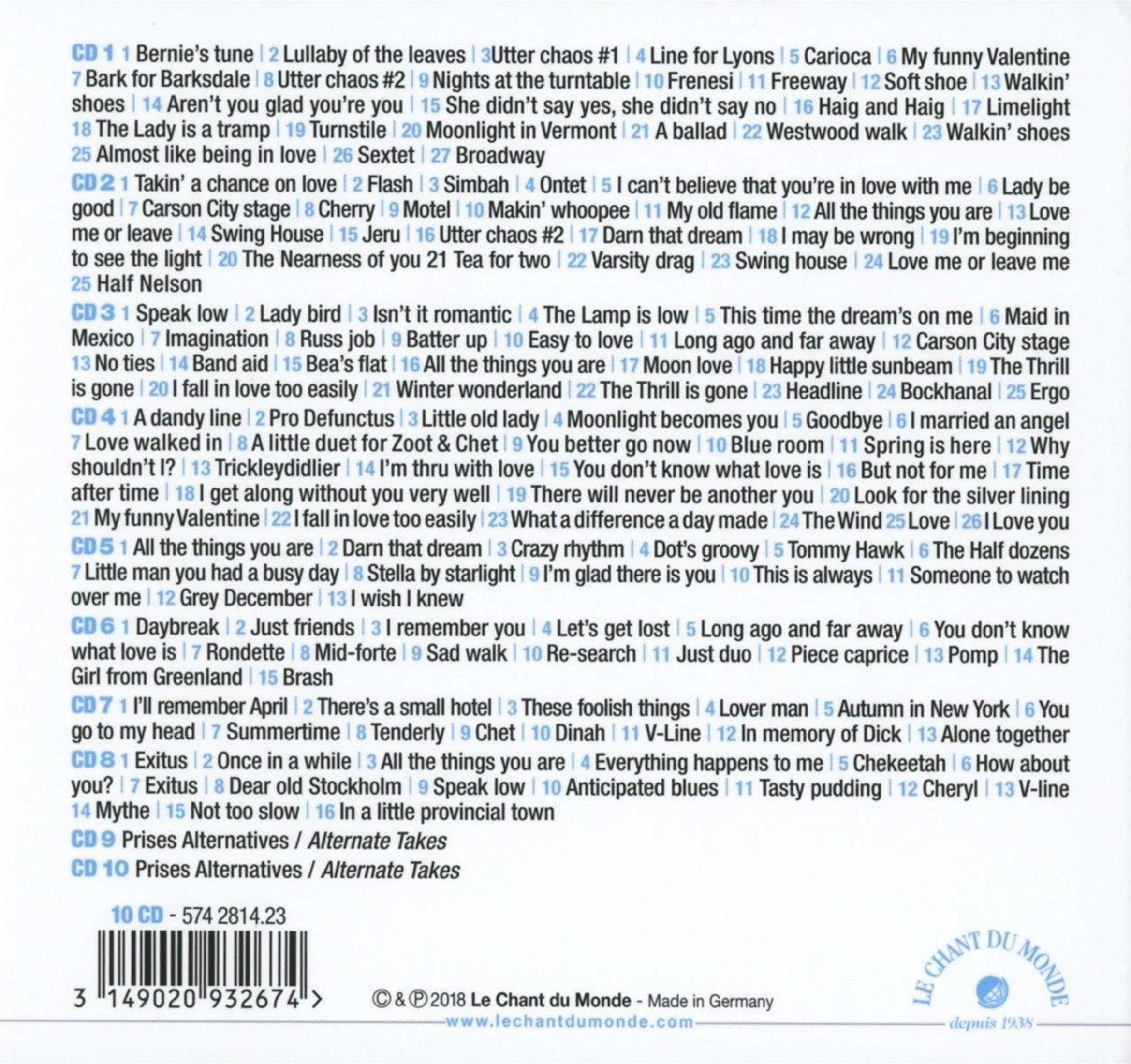 CD-lijst met titels en catalogusnummer in het Nederlands.