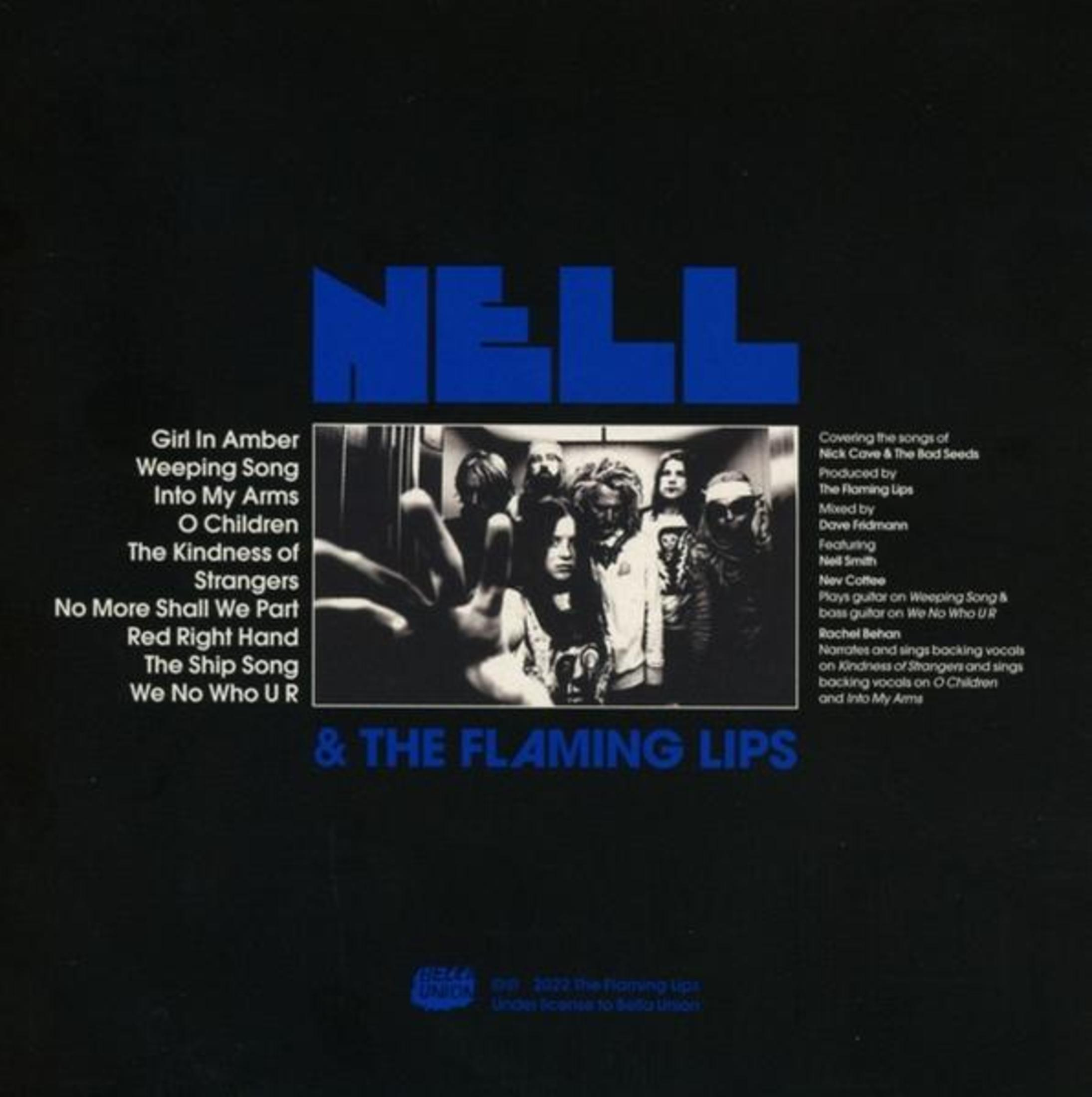 Copertina album con lista canzoni, foto band e testi. Blu e nero.