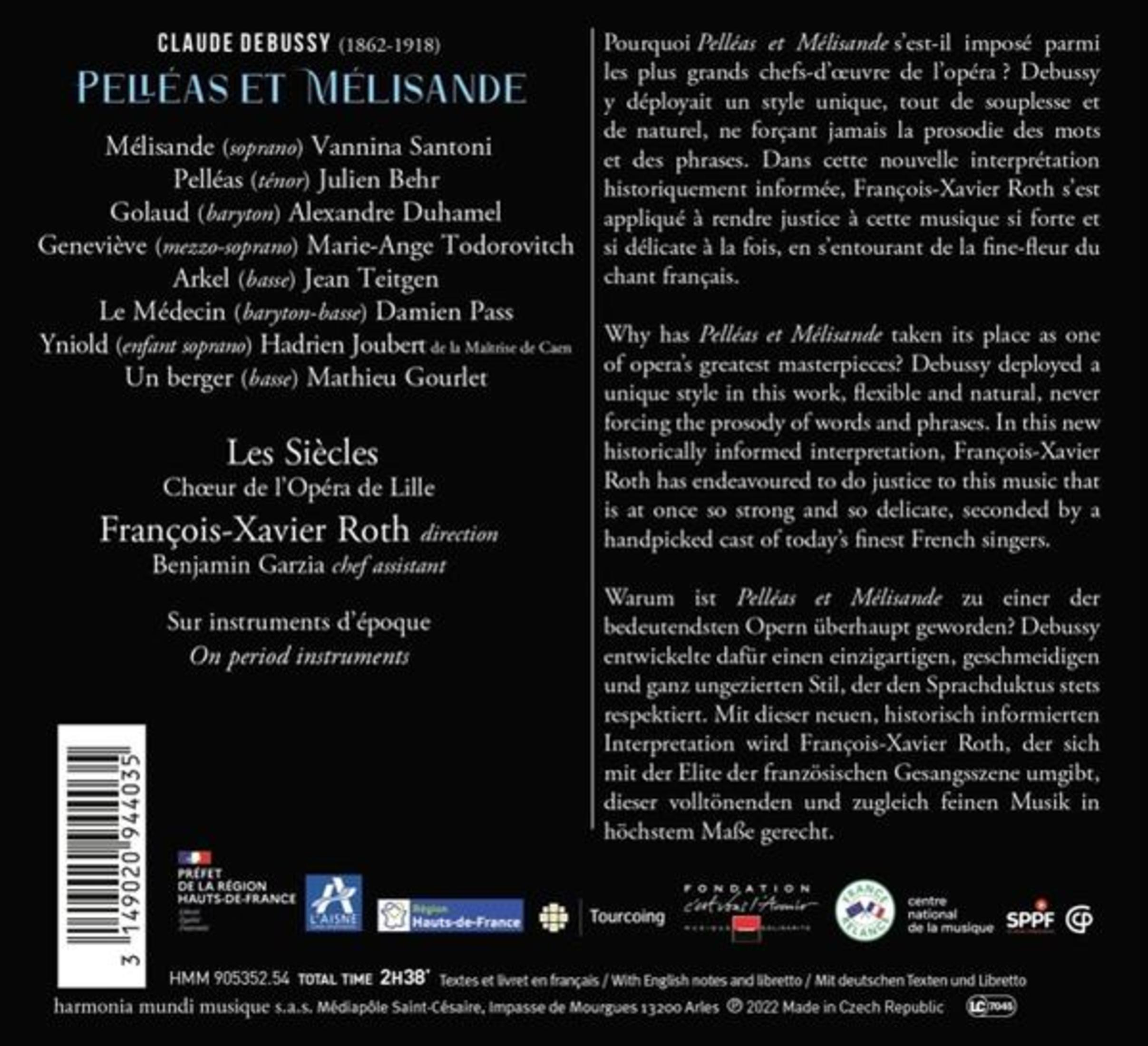 Copertina CD con informazioni sull'opera e loghi. Codice a barre a sinistra.