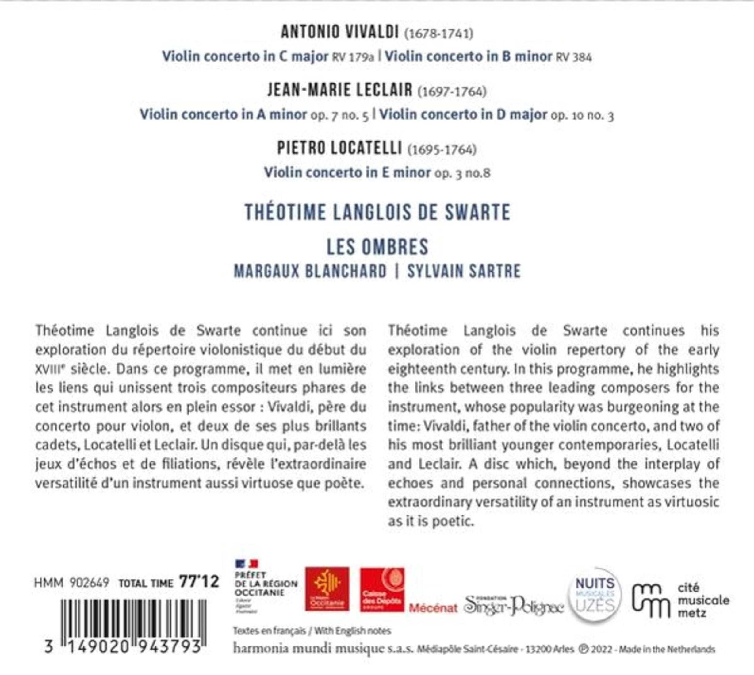 Copertina album con nomi di compositori, opere, testo e loghi.