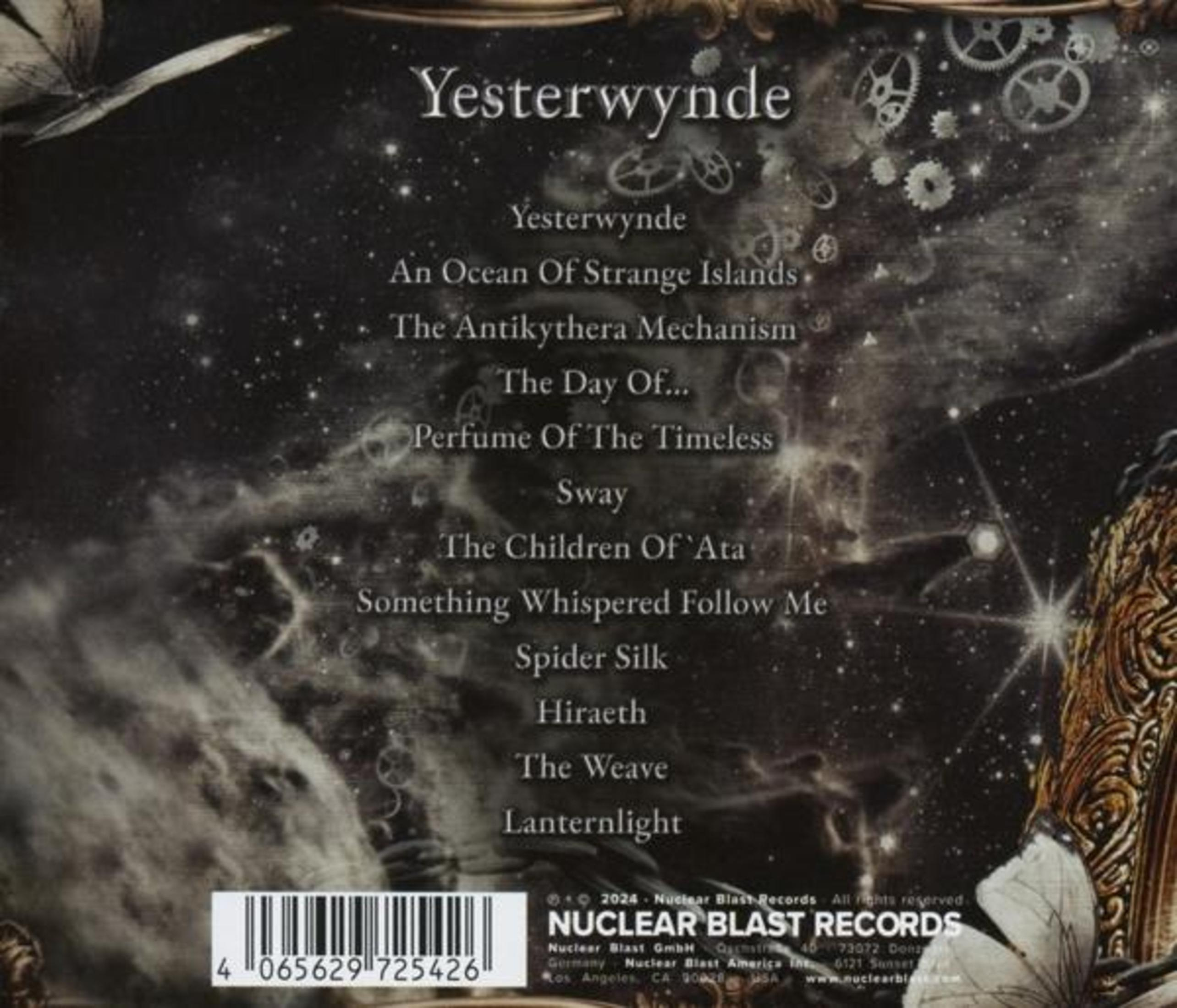Retro copertina album con titolo Yesterwynde, tracklist e codice a barre.