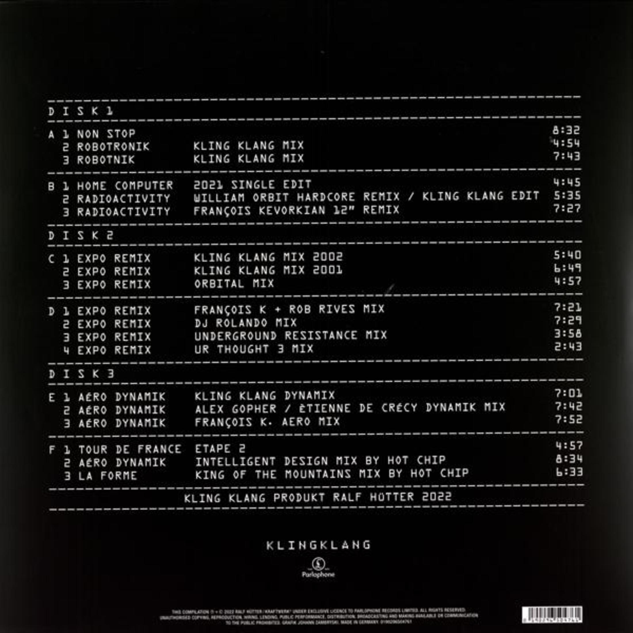 Elenco tracce di un album, con titoli, artisti e durate, diviso in tre dischi.