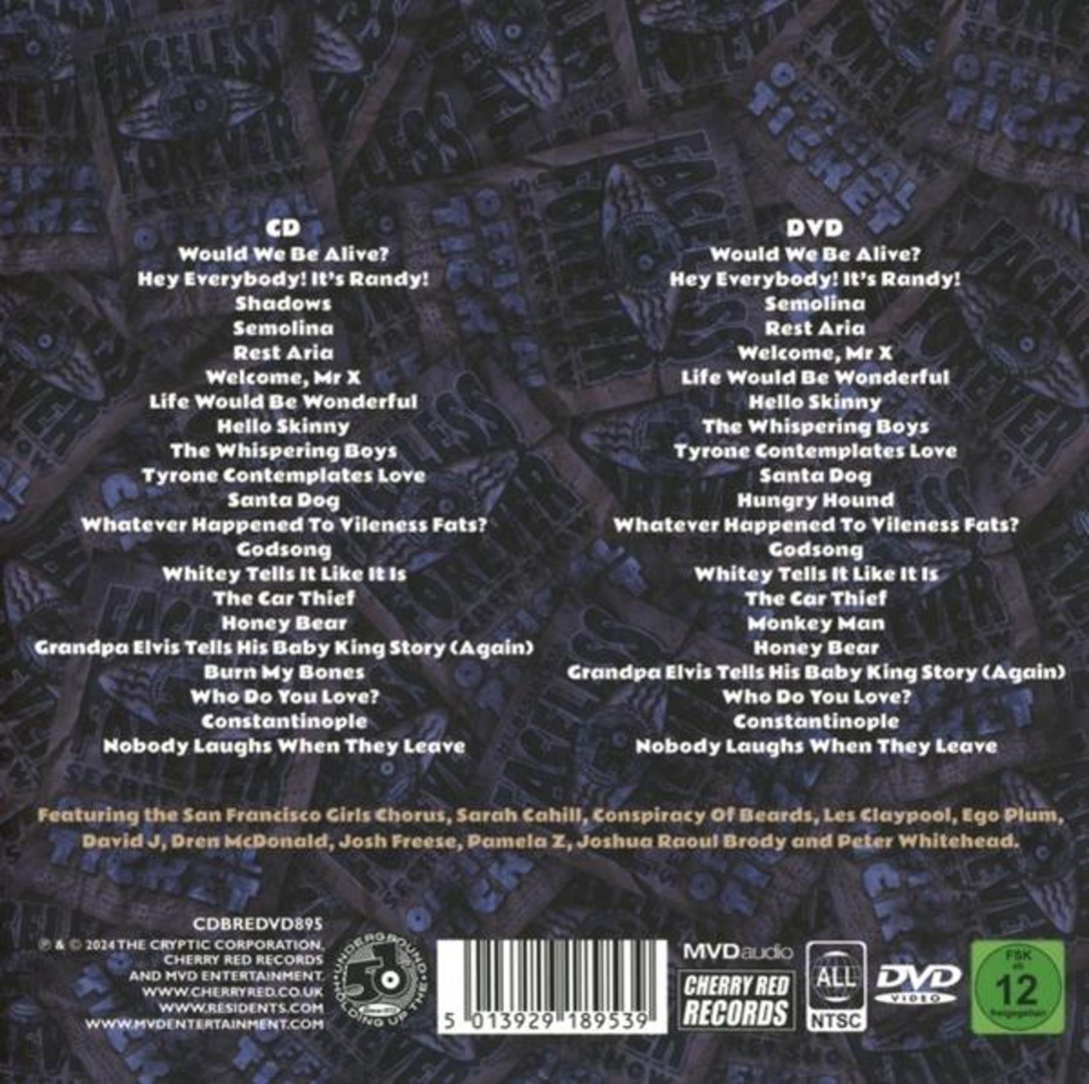 Elenco tracce CD e DVD con nomi di band su sfondo scuro.