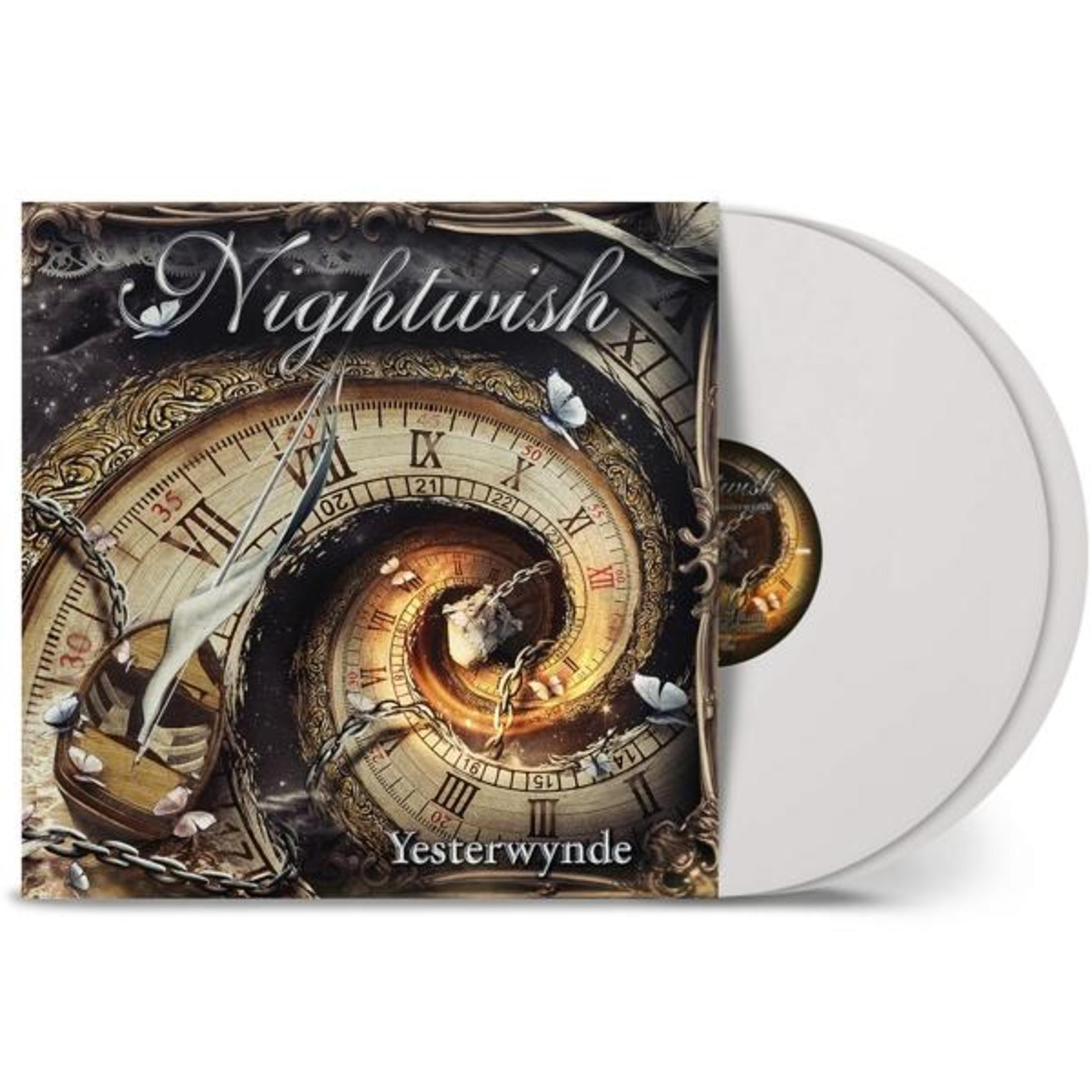 Vinile Nightwish: "Yesterwynde" con dettagliato orologio e farfalle.