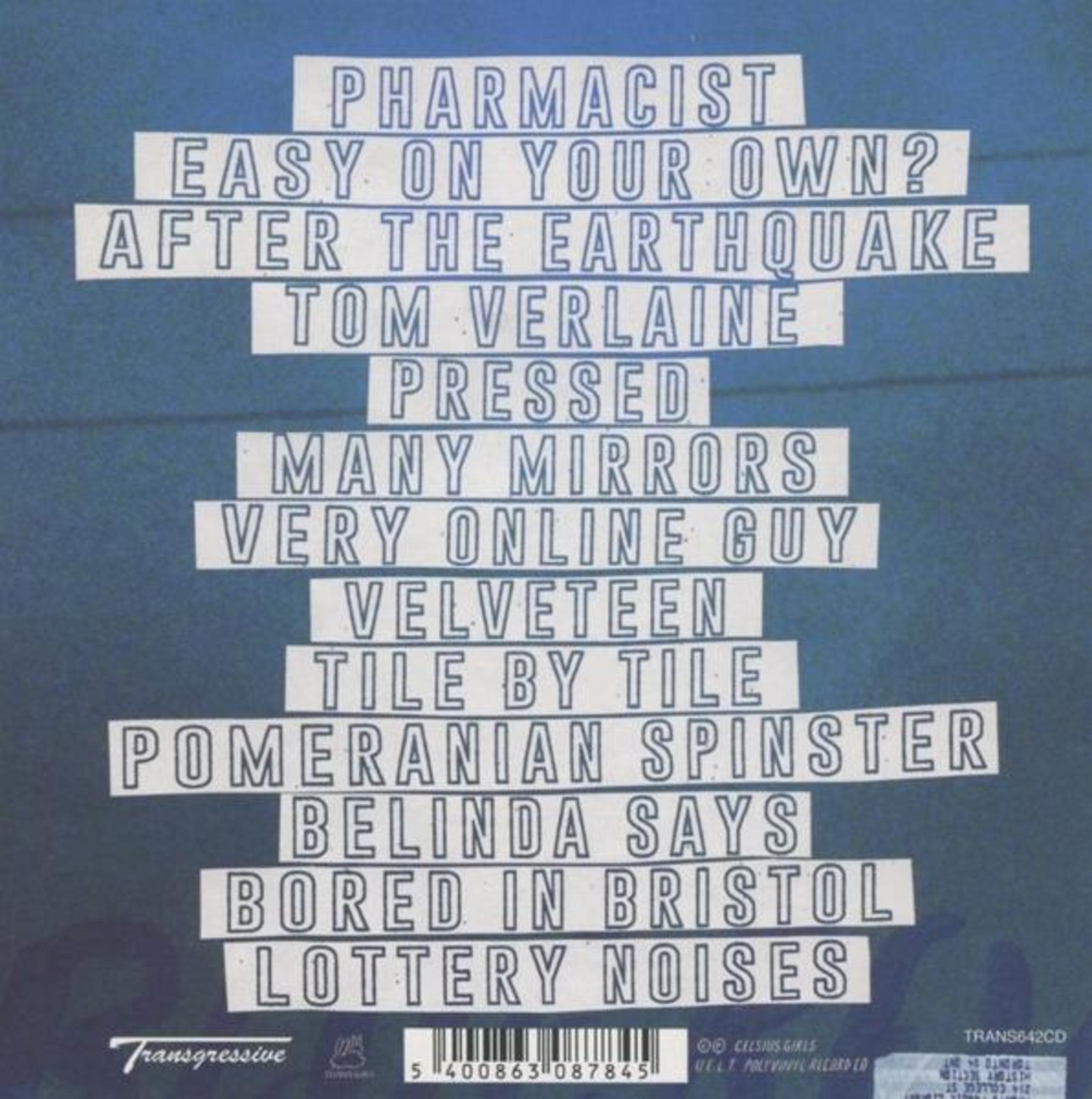 Elenco di titoli su sfondo blu: Pharmacist, Easy on Your Own?