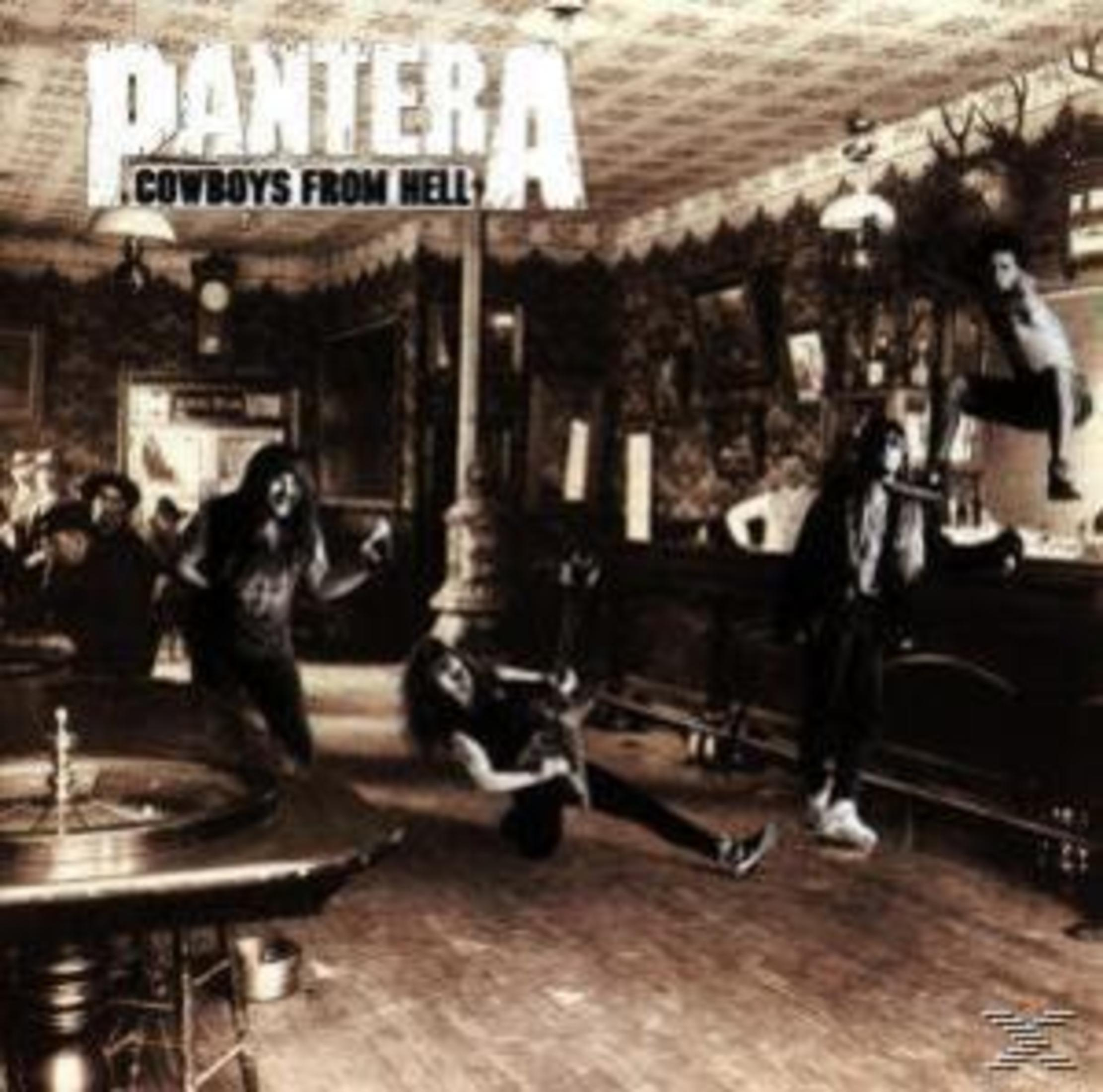 Copertina album Pantera Cowboys from Hell: Membri della band in un bar.