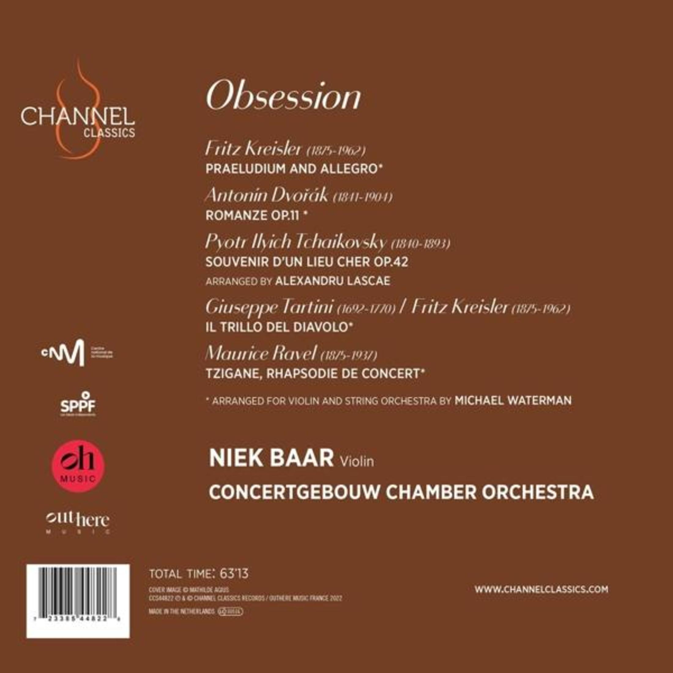 Copertina CD con brani musicali di Tchaikovsky, Dvořák, Tartini e Ravel.