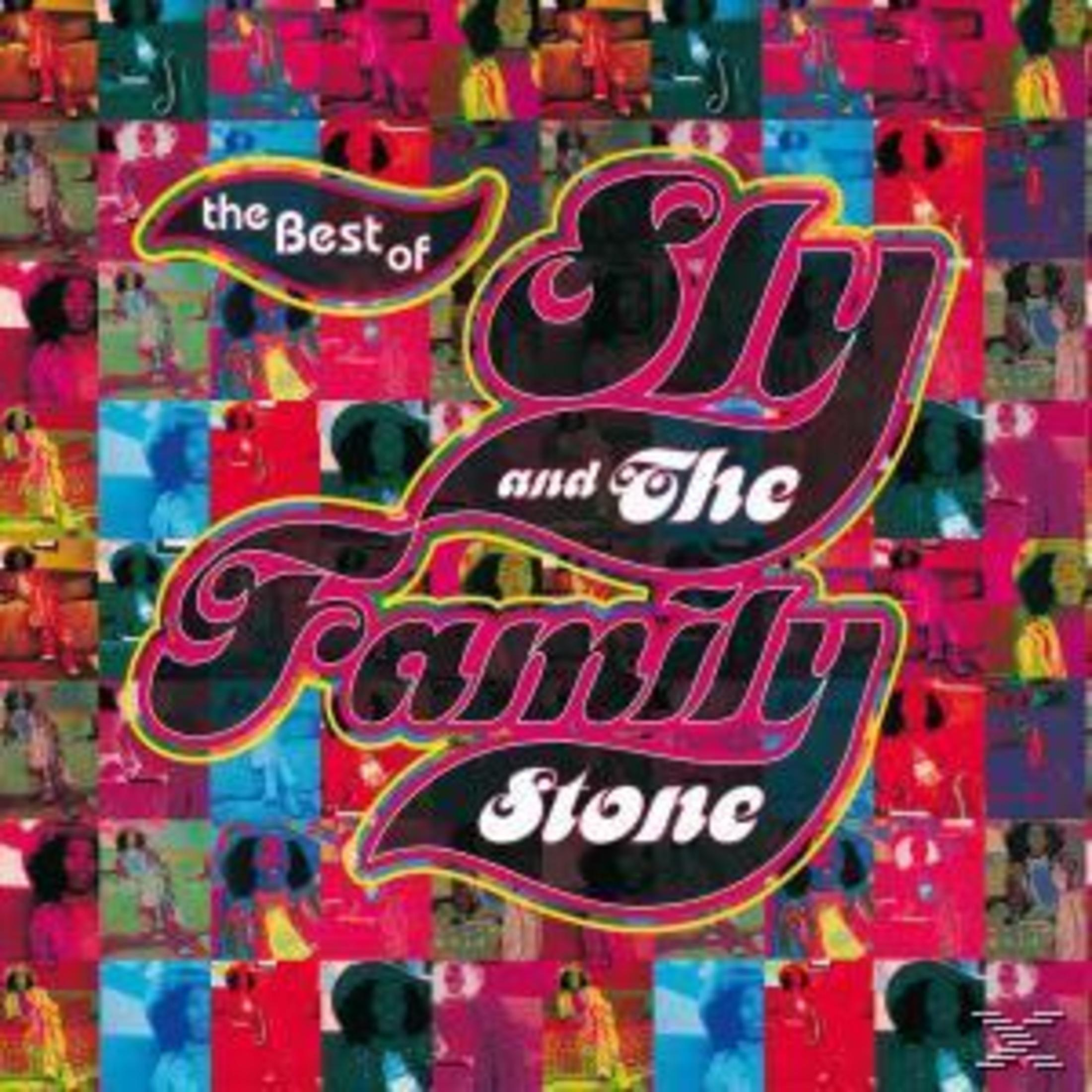Collage di foto di Sly and The Family Stone. "the Best of" sopra il nome della band.