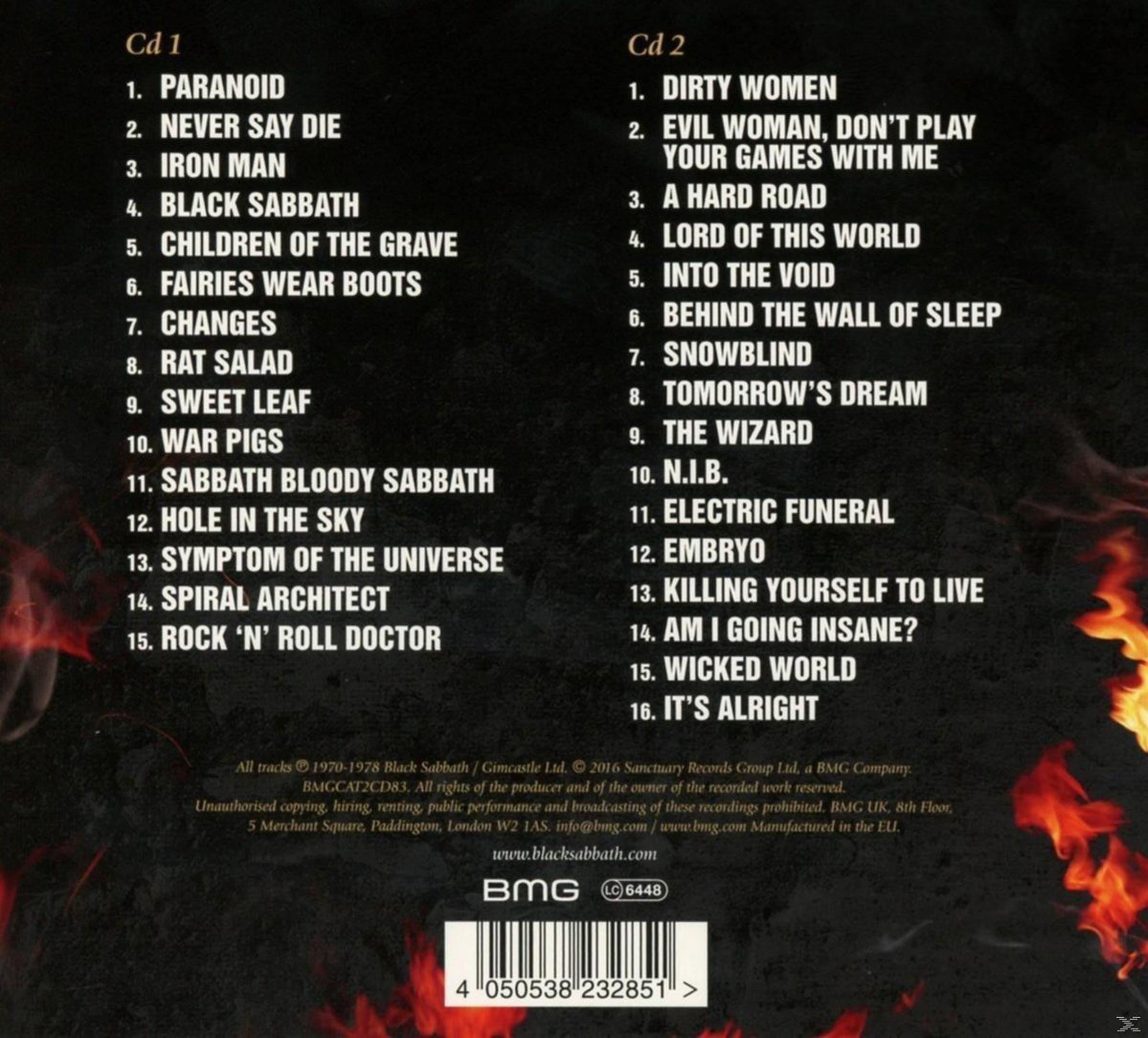 Lista tracce in bianco e nero per due CD, con fiamme sullo sfondo.