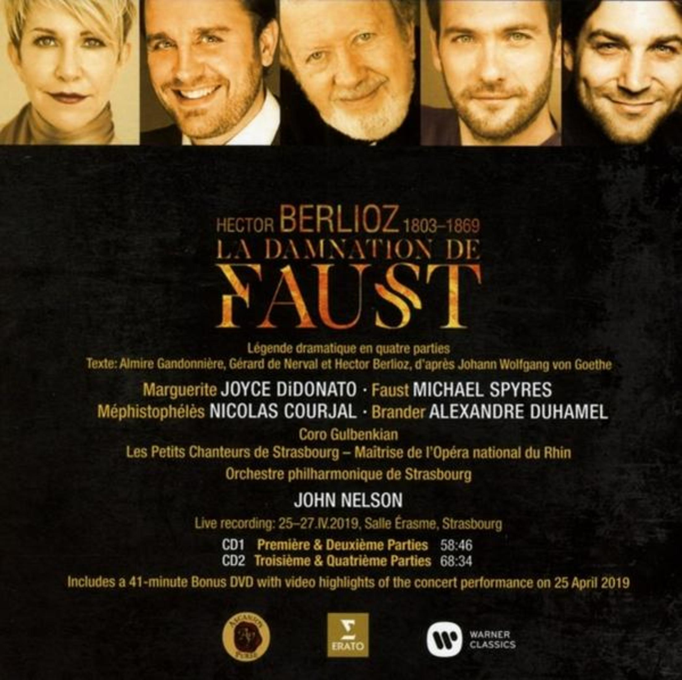 Album cover for "La Damnation de Faust" by Hector Berlioz, featuring portraits and track list.
