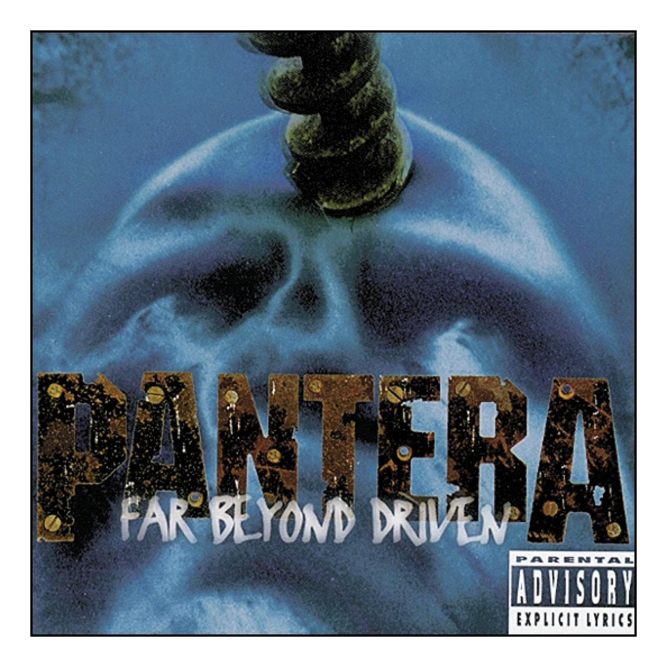 Un teschio con il logo Pantera e il testo 'Far Beyond Driven'.