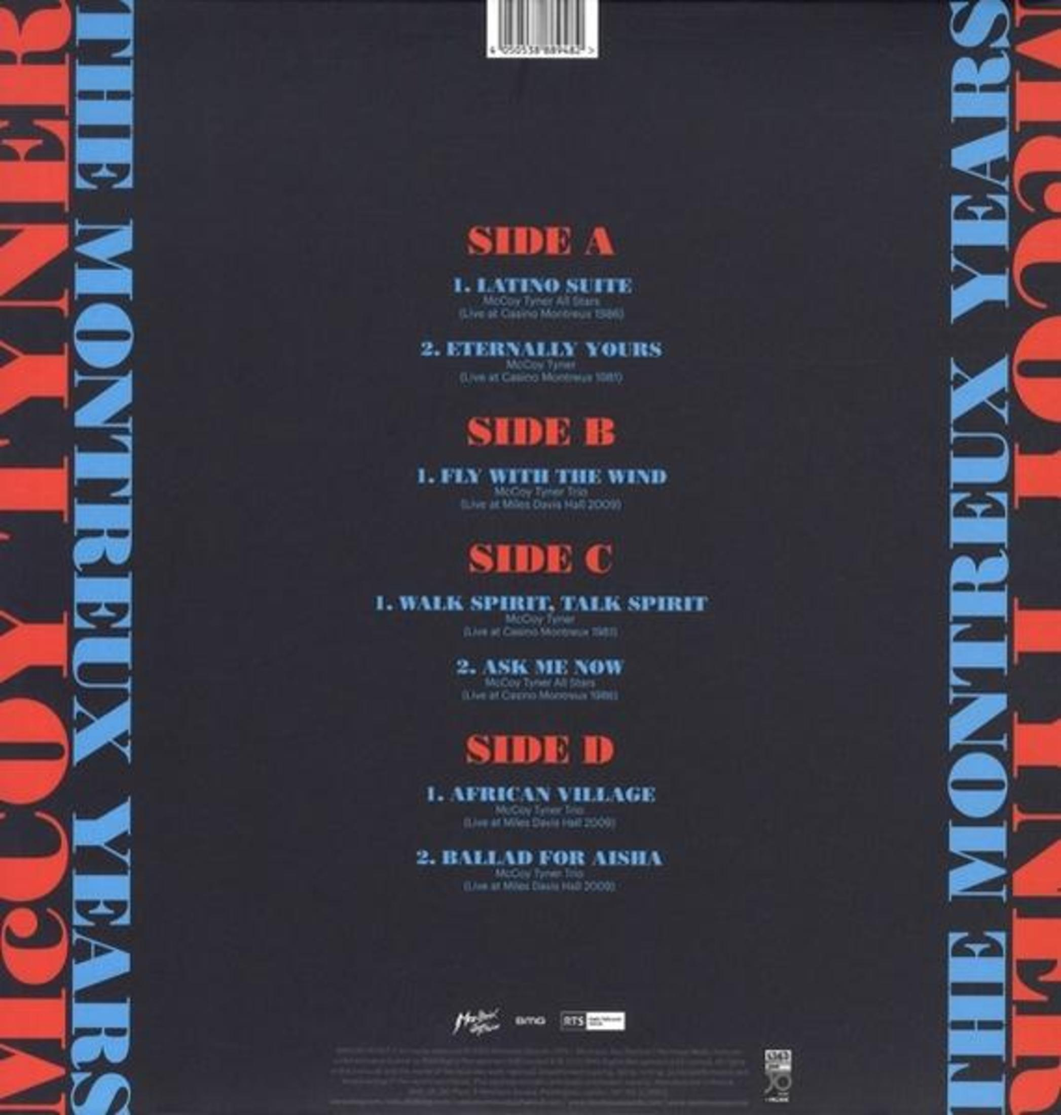 Retro di copertina di un album in vinile con elenco tracce e informazioni sull'artista.