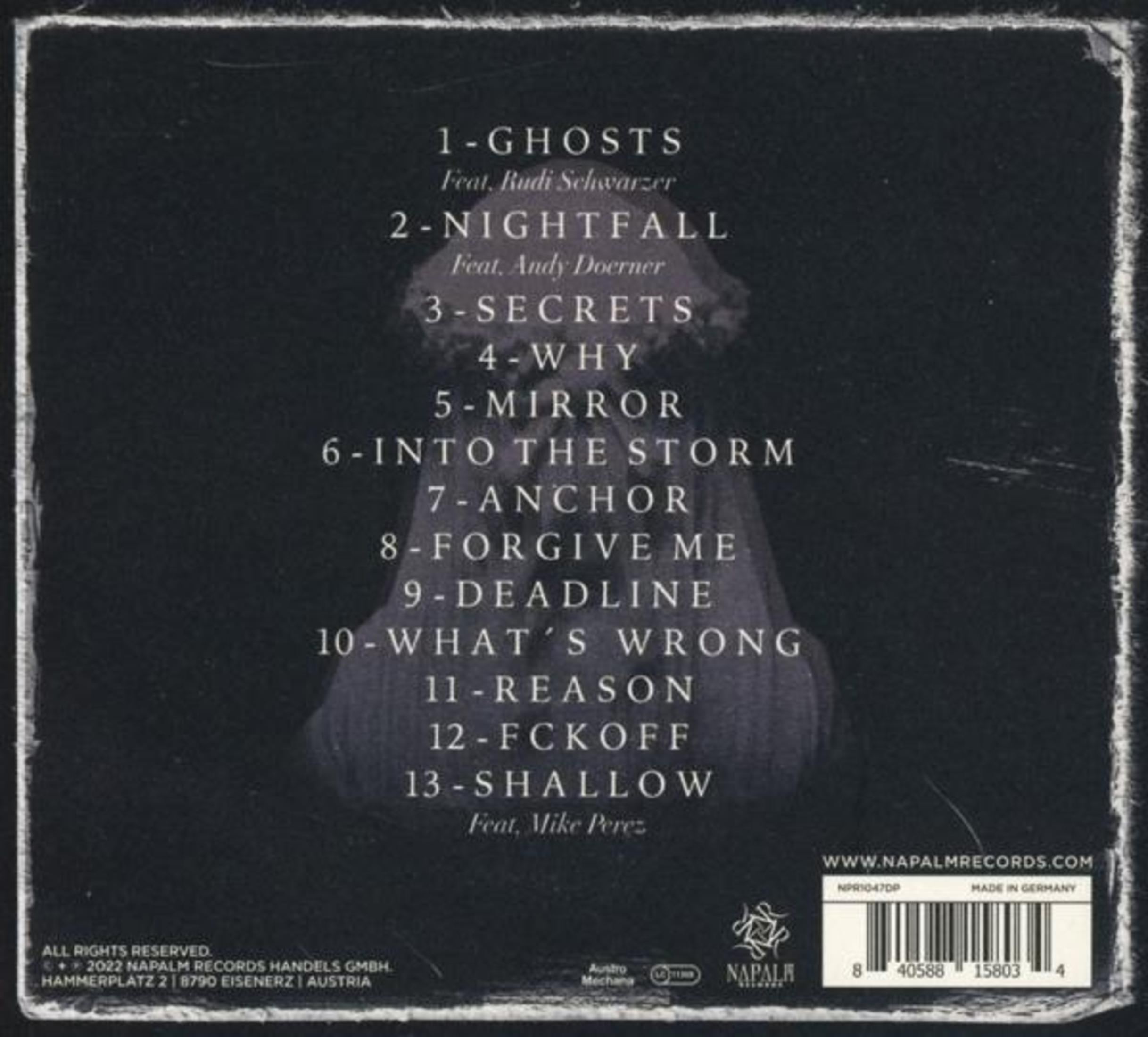 Achterkant van een albumhoes met tracklist en barcode.