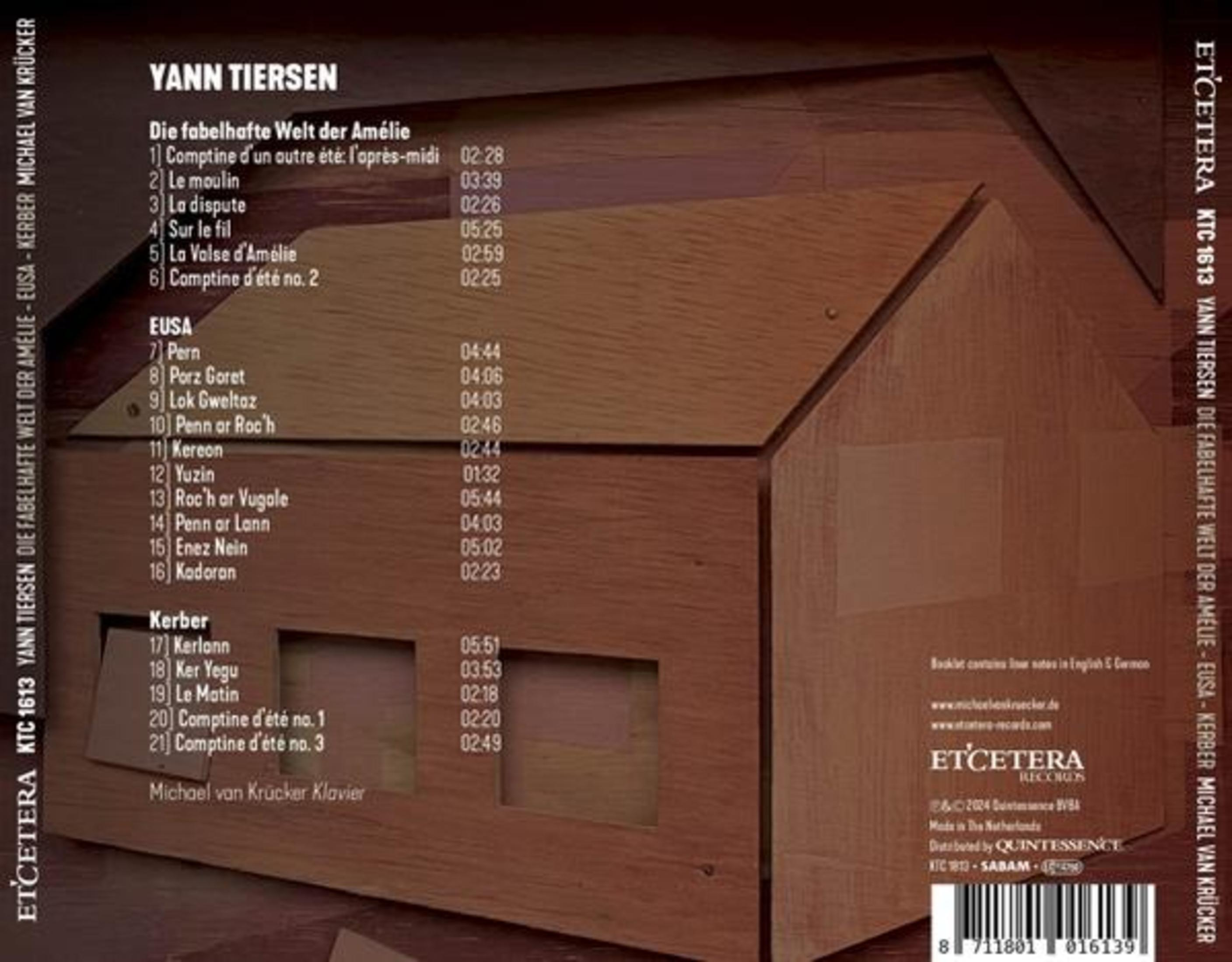 Copertina CD con tracklist per Yann Tiersen, "Die fabelhafte Welt der Amélie".