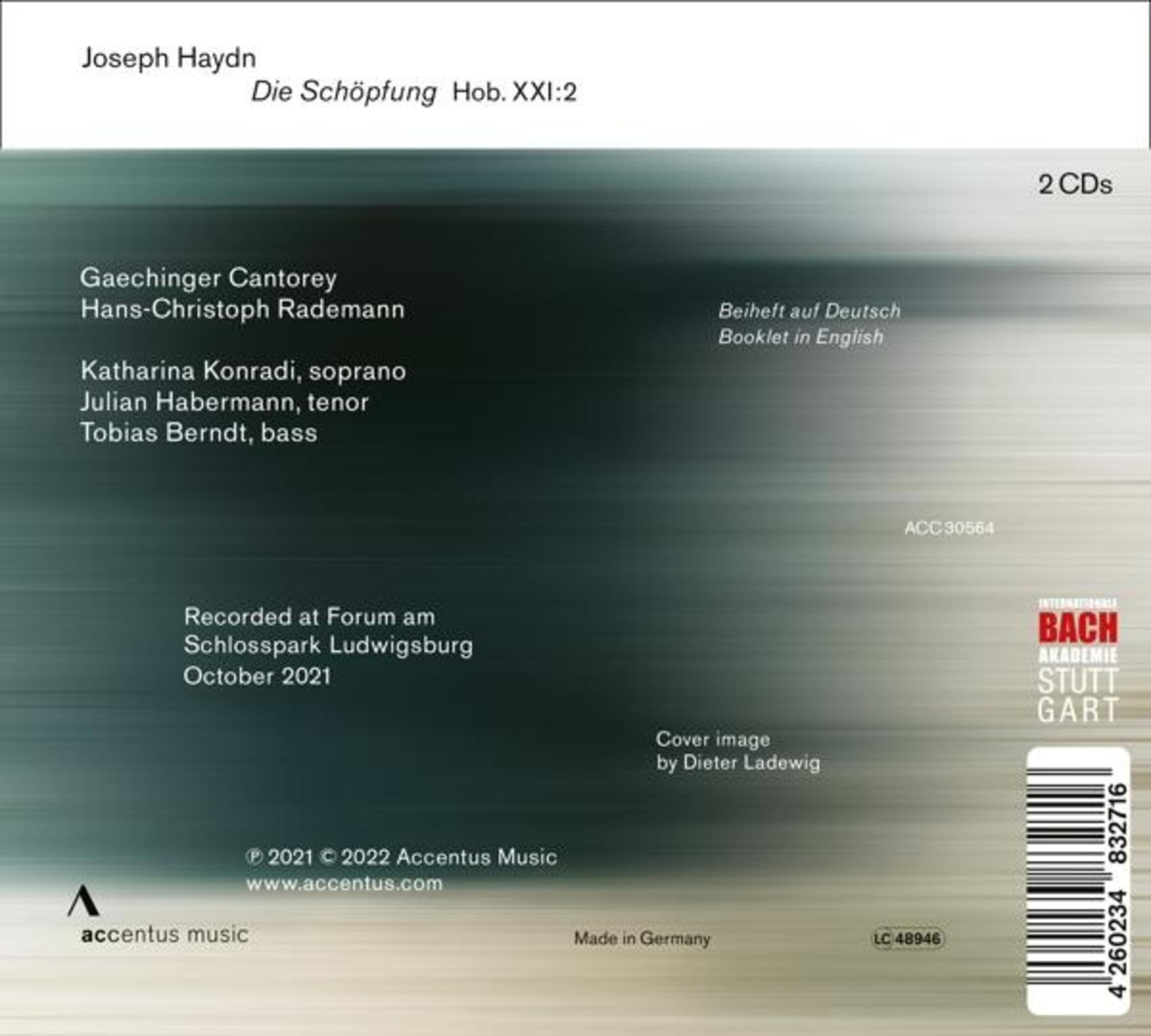 Copertina CD de "La Creazione" di Haydn del Gaechinger Cantorey, 2 CD.