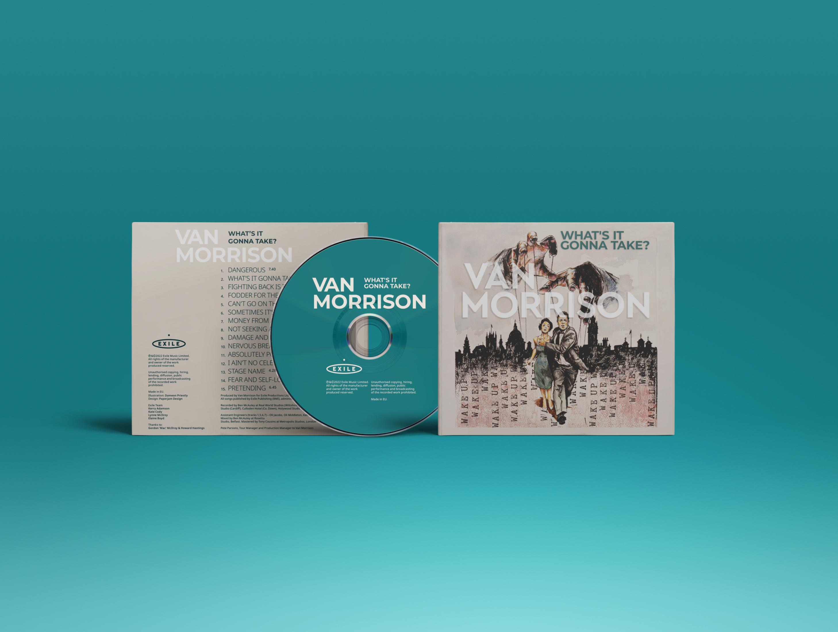 Custodia e CD dell'album di Van Morrison "What's It Gonna Take?"