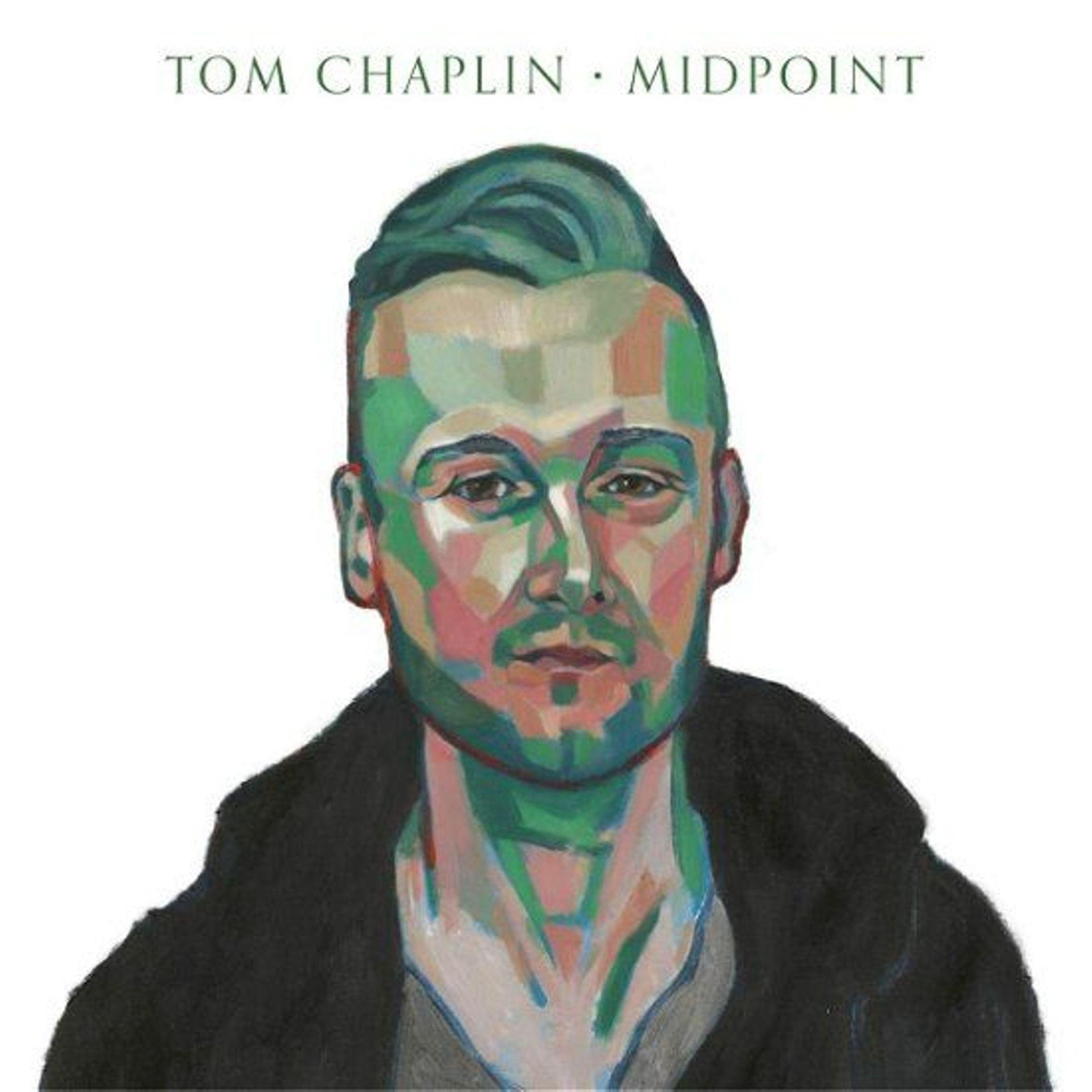Un ritratto di Tom Chaplin in tonalità verdi e rosa, con testo sopra.