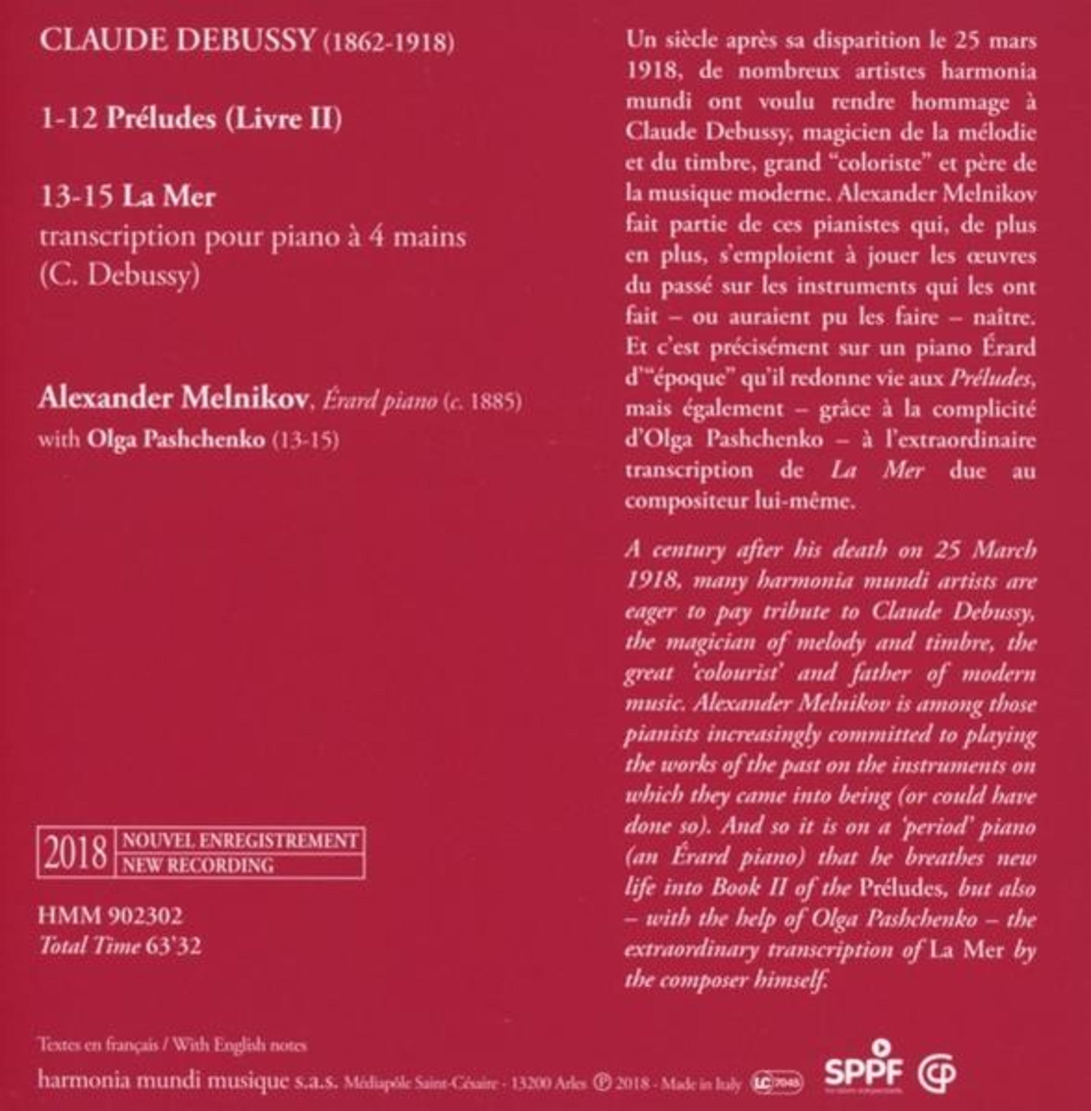 CD-hoes met tekst over Debussy, Melnikov en "La Mer".
