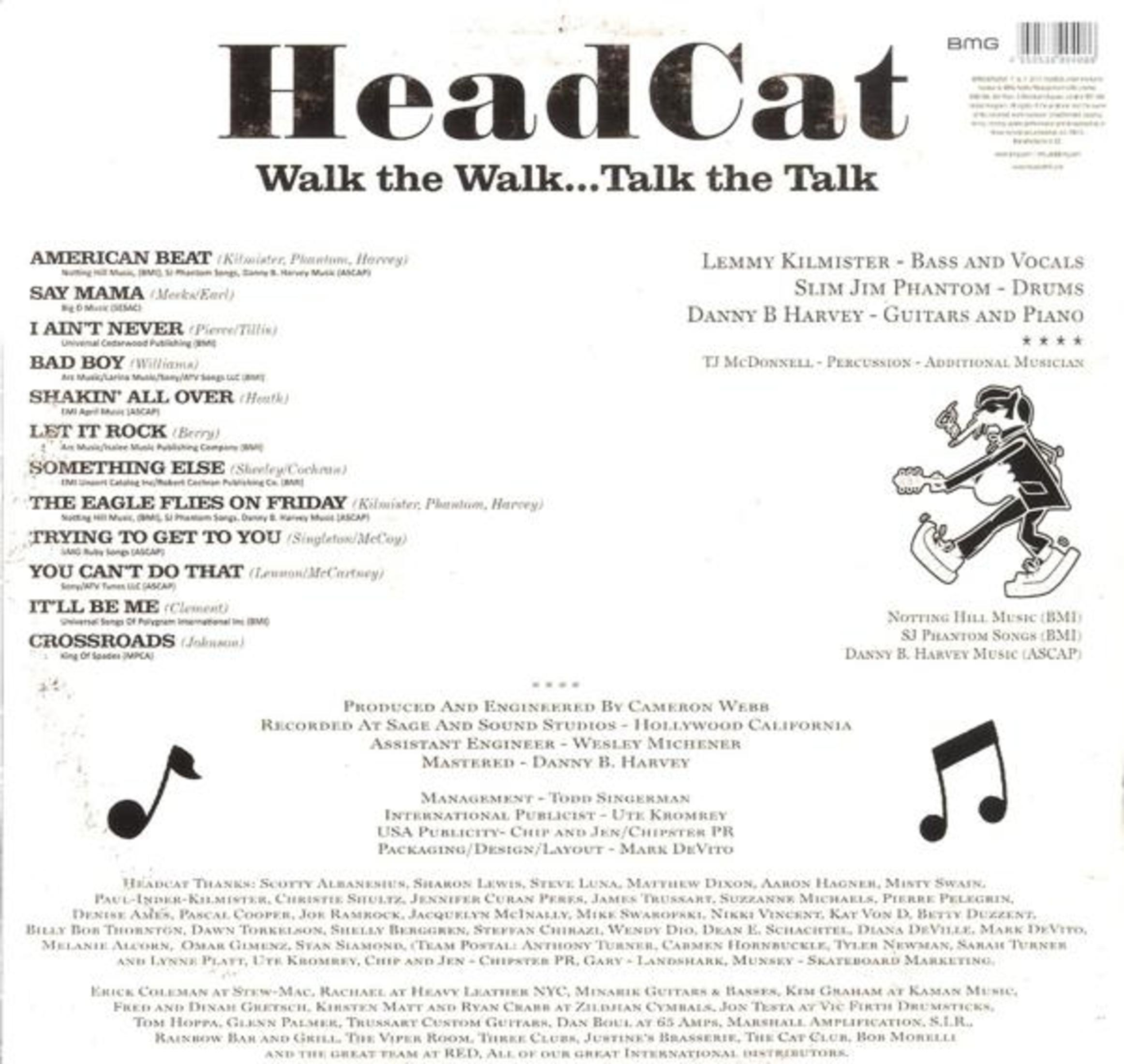 Retro copertina album HeadCat con elenco canzoni e membri della band.