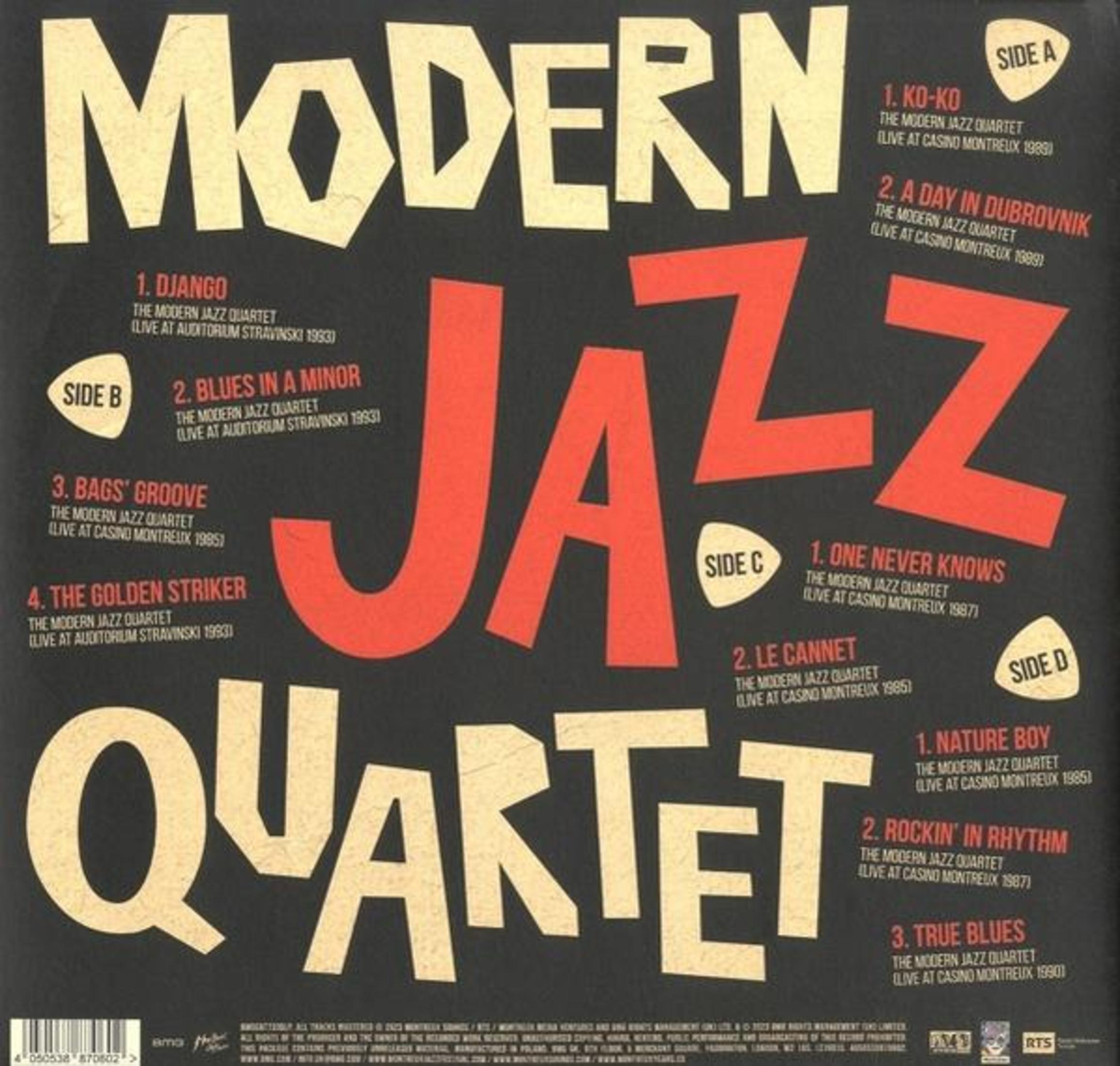 Copertina dell'album con le parole "MODERN JAZZ QUARTET" a grandi lettere.