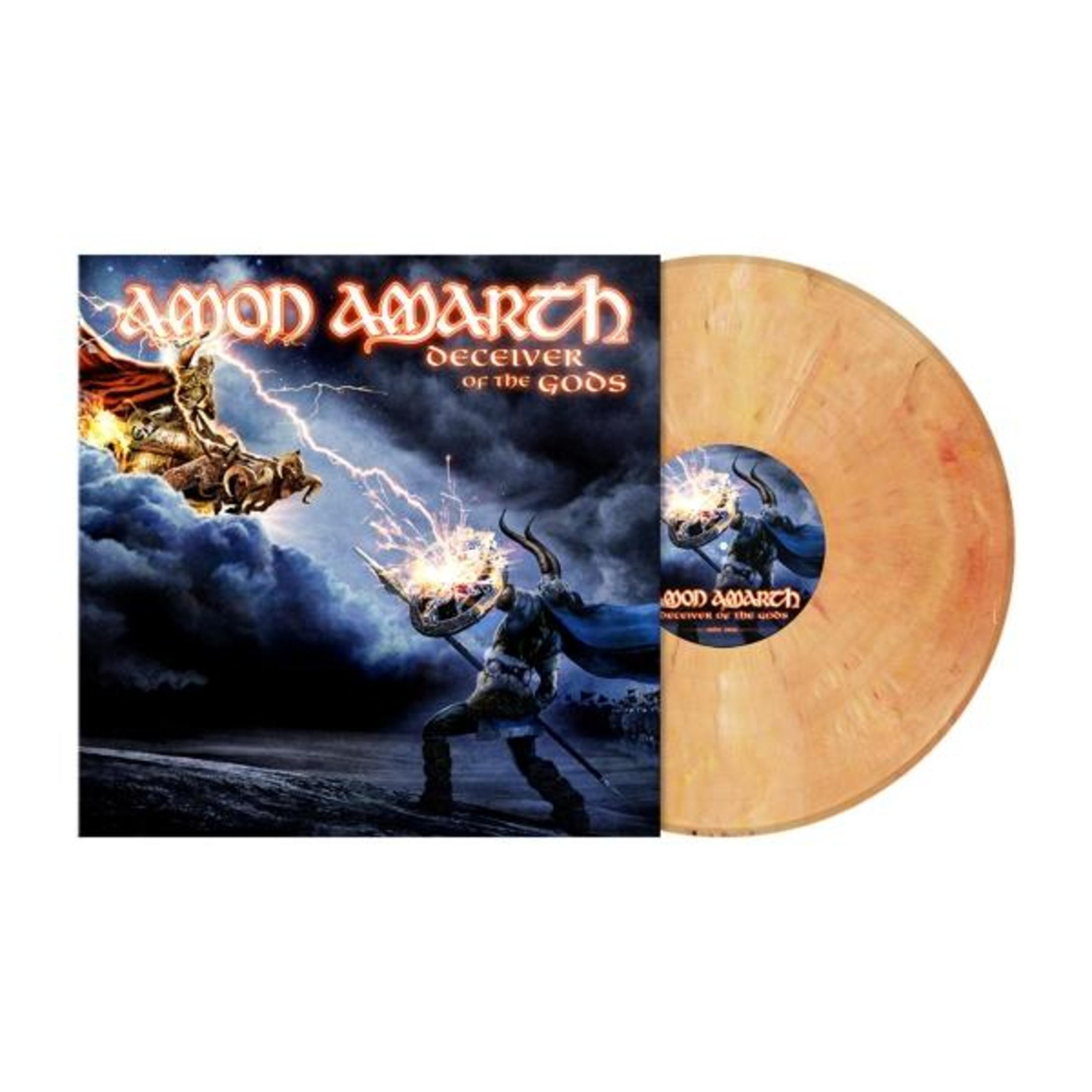 Disco Amon Amarth con copertina: Guerriero con elmo e mantello, fulmini, figura divina su carro.