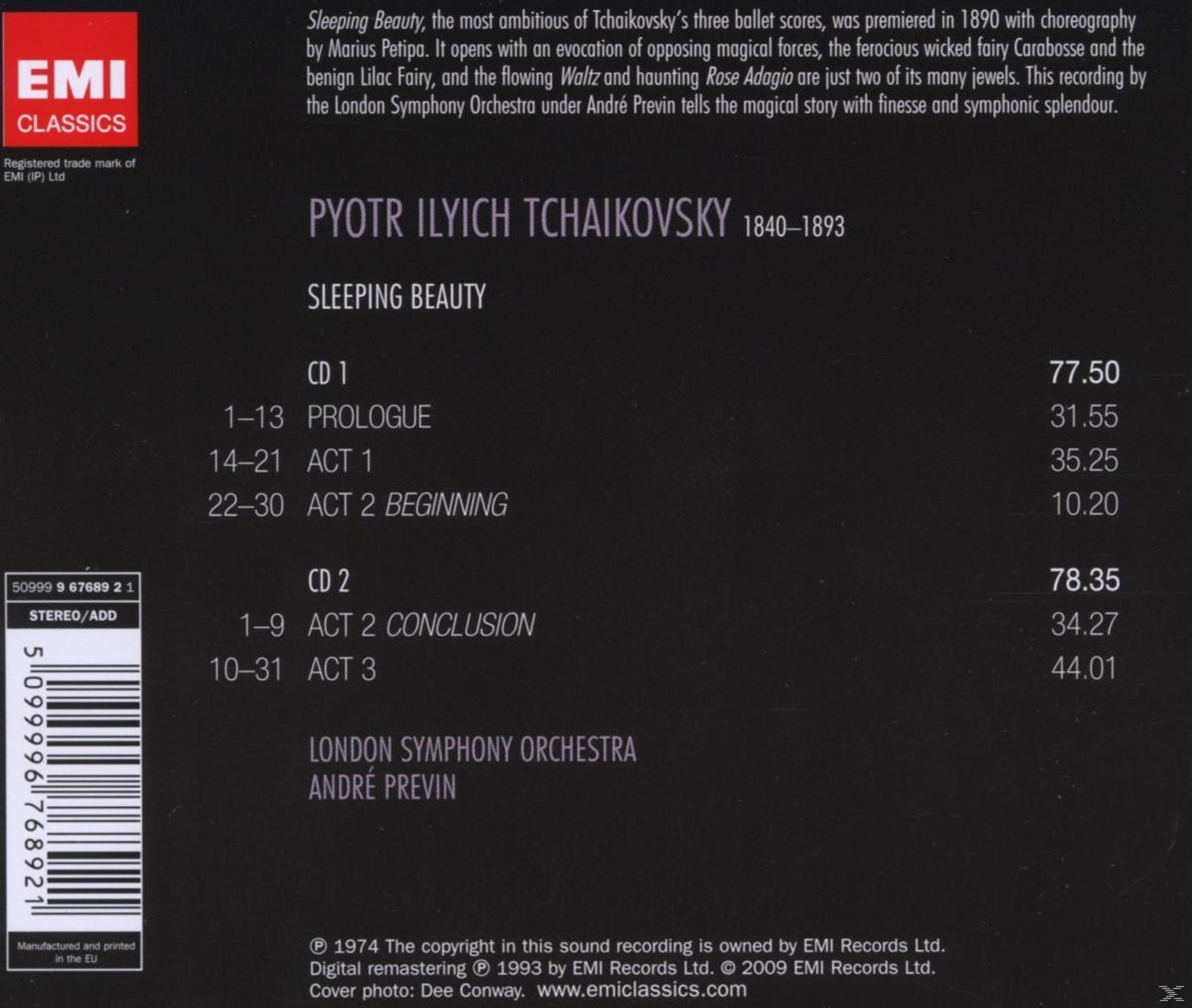 Copertina CD con logo EMI Classics, La Bella Addormentata di Tchaikovsky, lista tracce, dettagli.