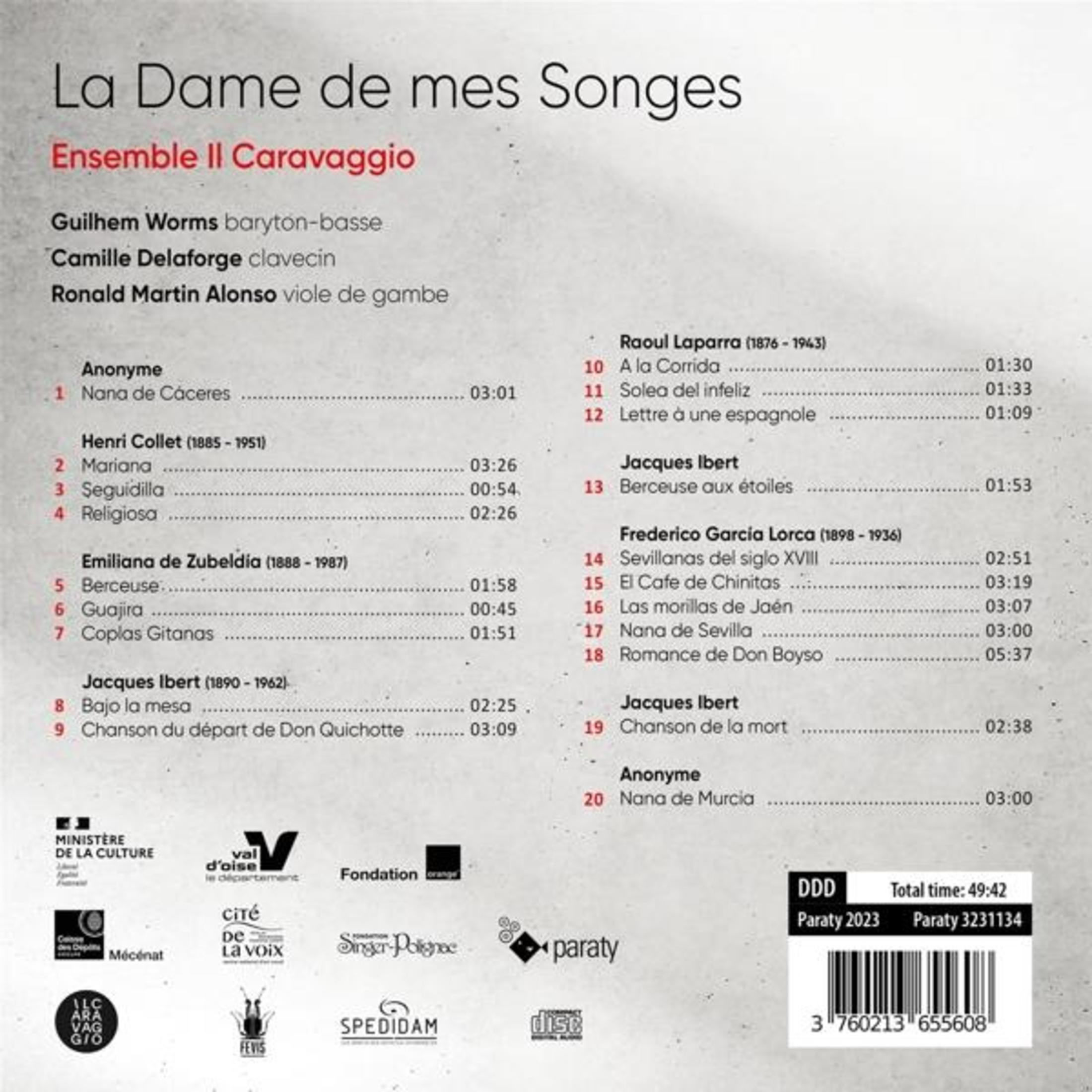 Titolo album: La Dame de mes Songes. Elenco brani con artisti e durate.