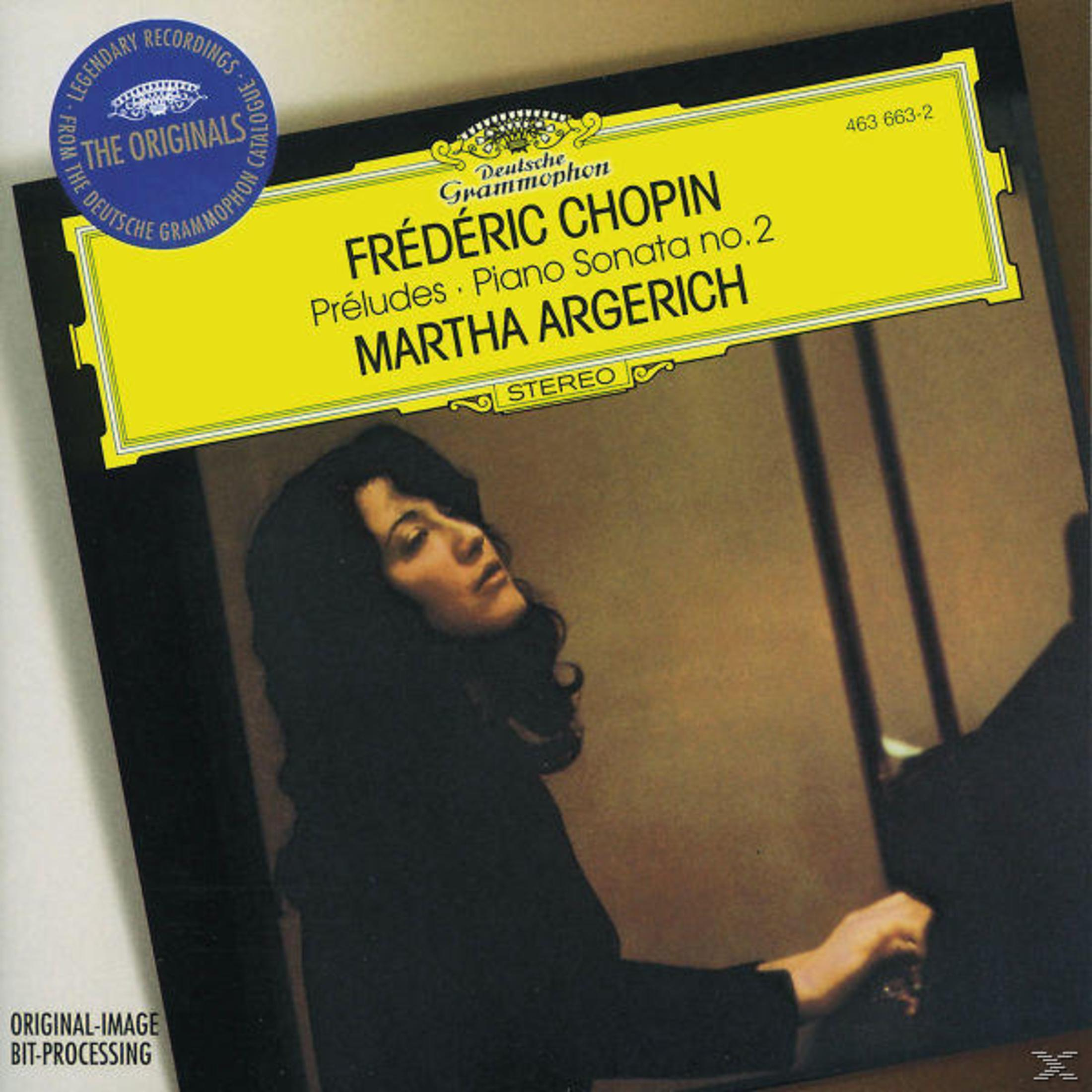 Copertina: Martha Argerich suona Chopin, con logo giallo Deutsche Grammophon.