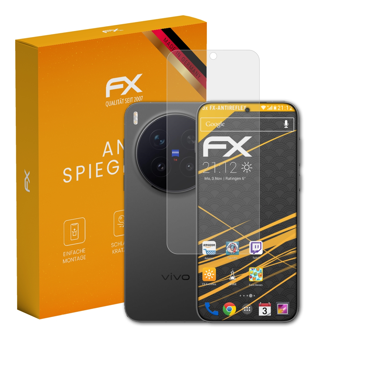 Verpackung und Displayschutzfolie für ein Smartphone