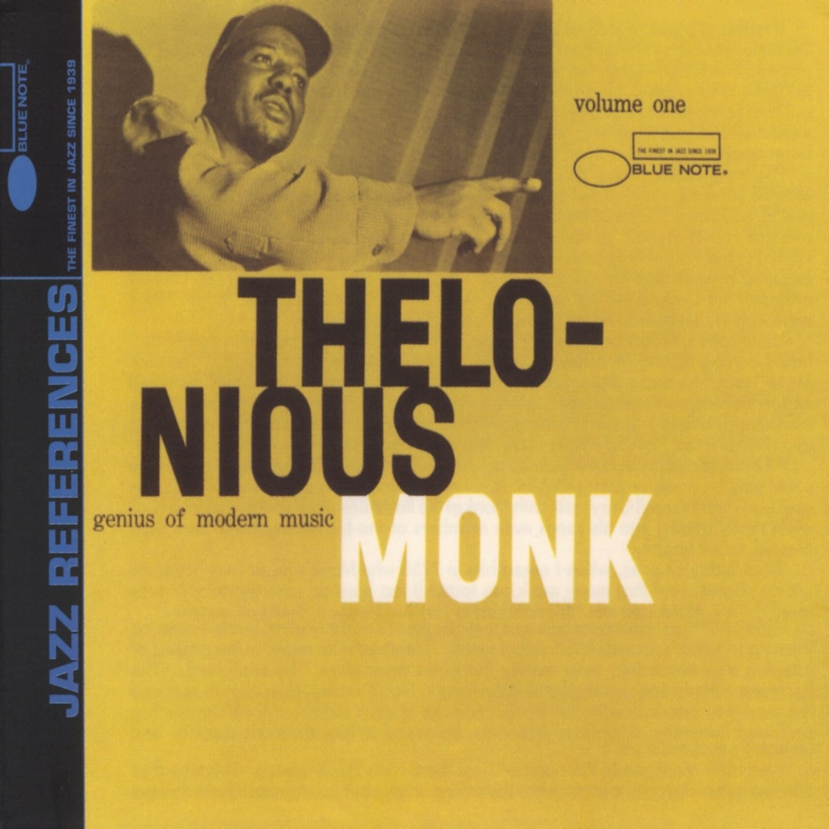 Copertina album jazz Thelonious Monk con musicista, testo e logo Blue Note.