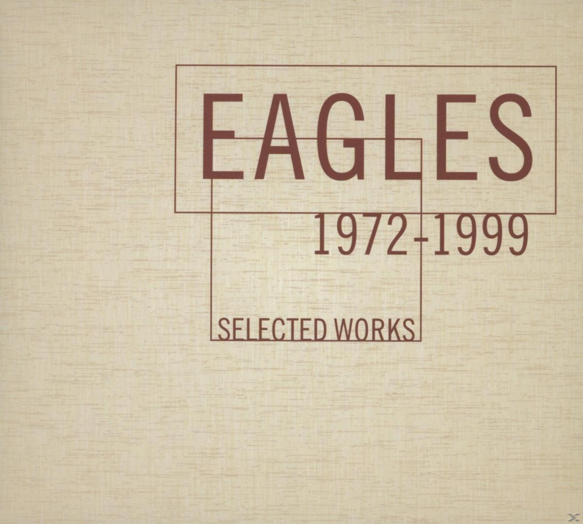 De tekst luidt 'EAGLES 1972-1999 SELECTED WORKS' op een beige achtergrond.