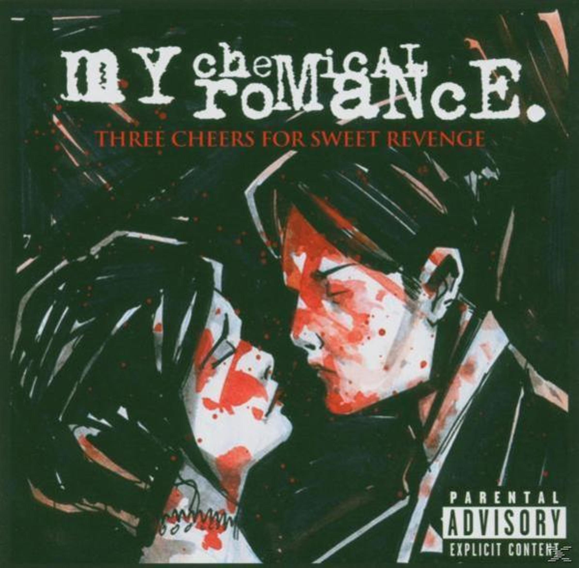 Copertina album: Due persone con macchie rosse, logo band in alto. Parental Advisory.