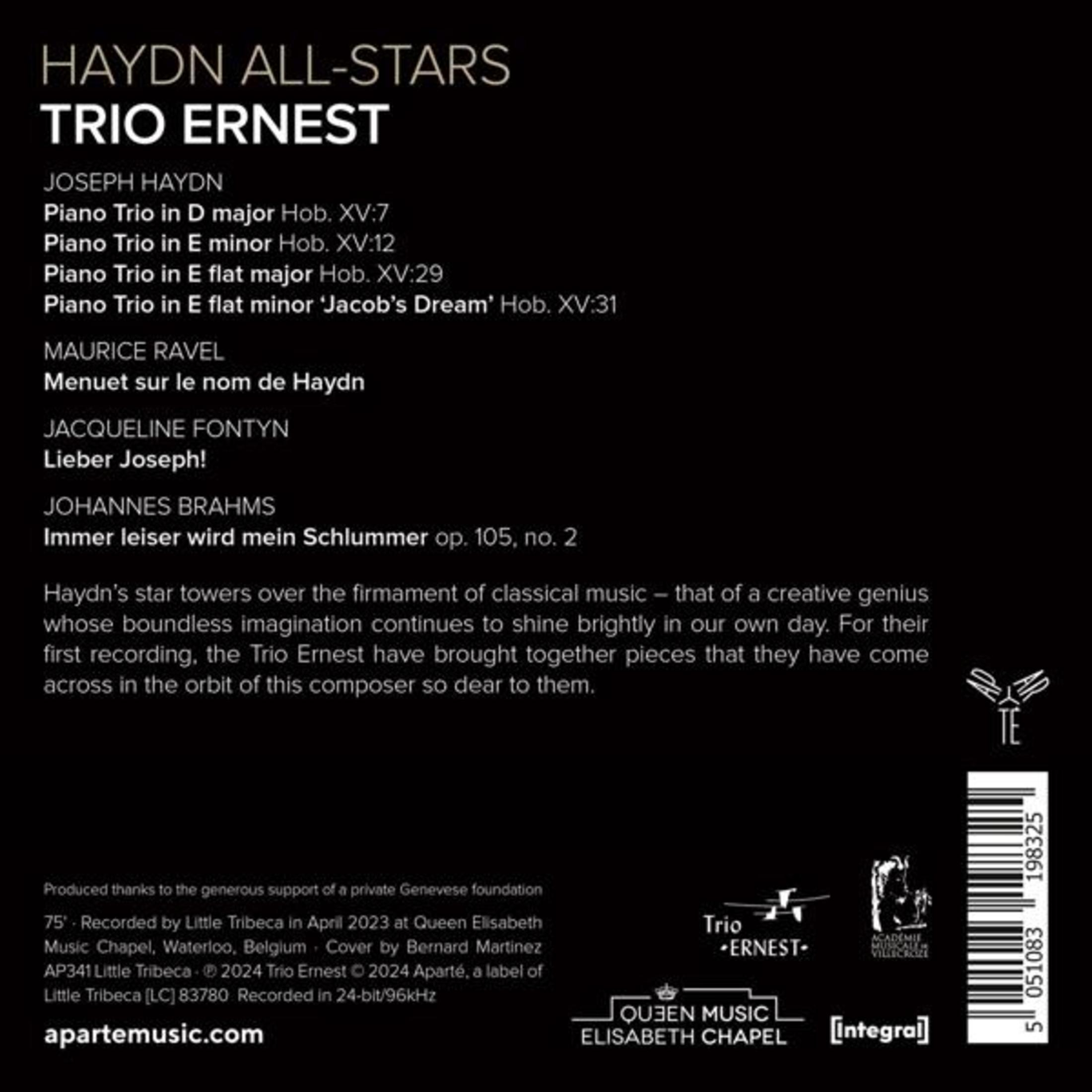 Copertina CD con tracklist e info per Haydn All-Stars Trio Ernest.