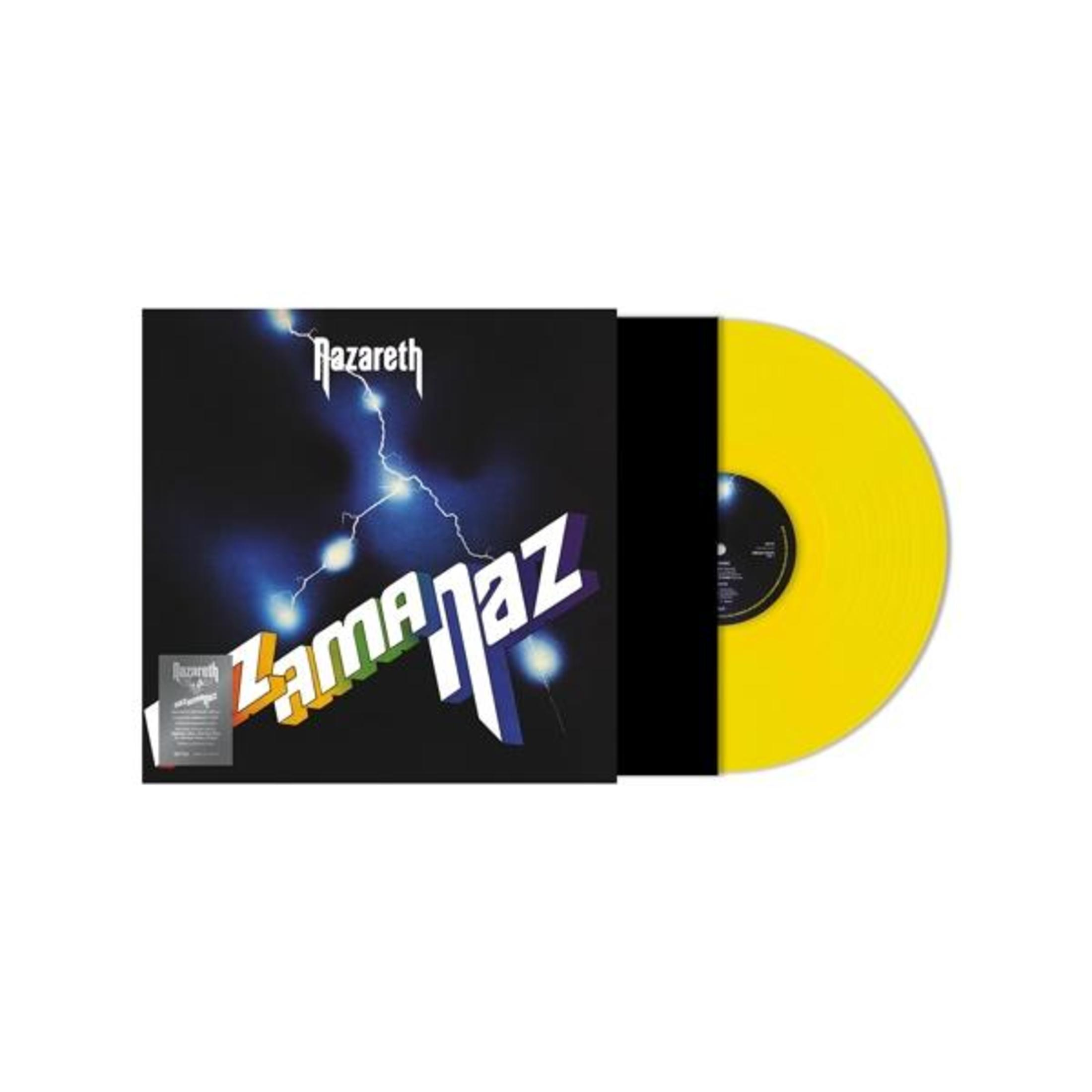 Copertina album in vinile giallo con fulmine e logo band.