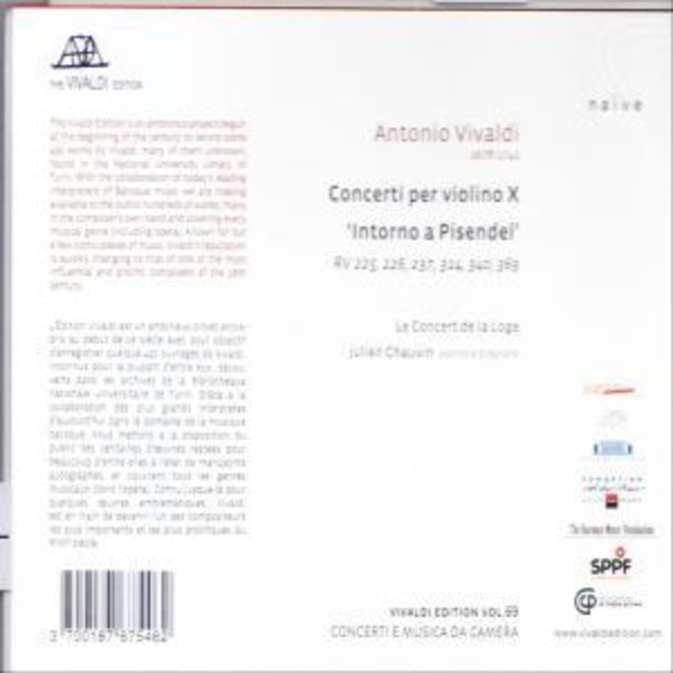Copertina CD con informazioni musicali su Antonio Vivaldi, Concerti per violino X.