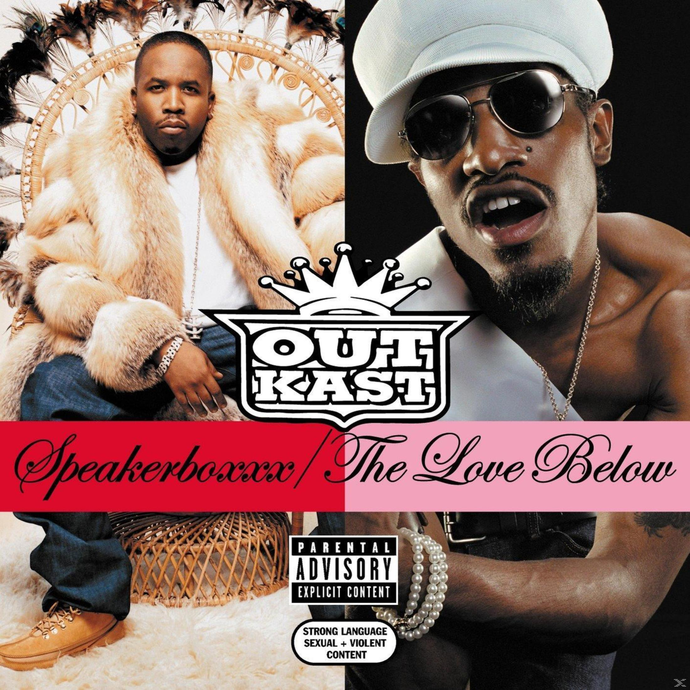 Outkast albumhoes met twee mannen, één in bont, één in hoed en zonnebril.