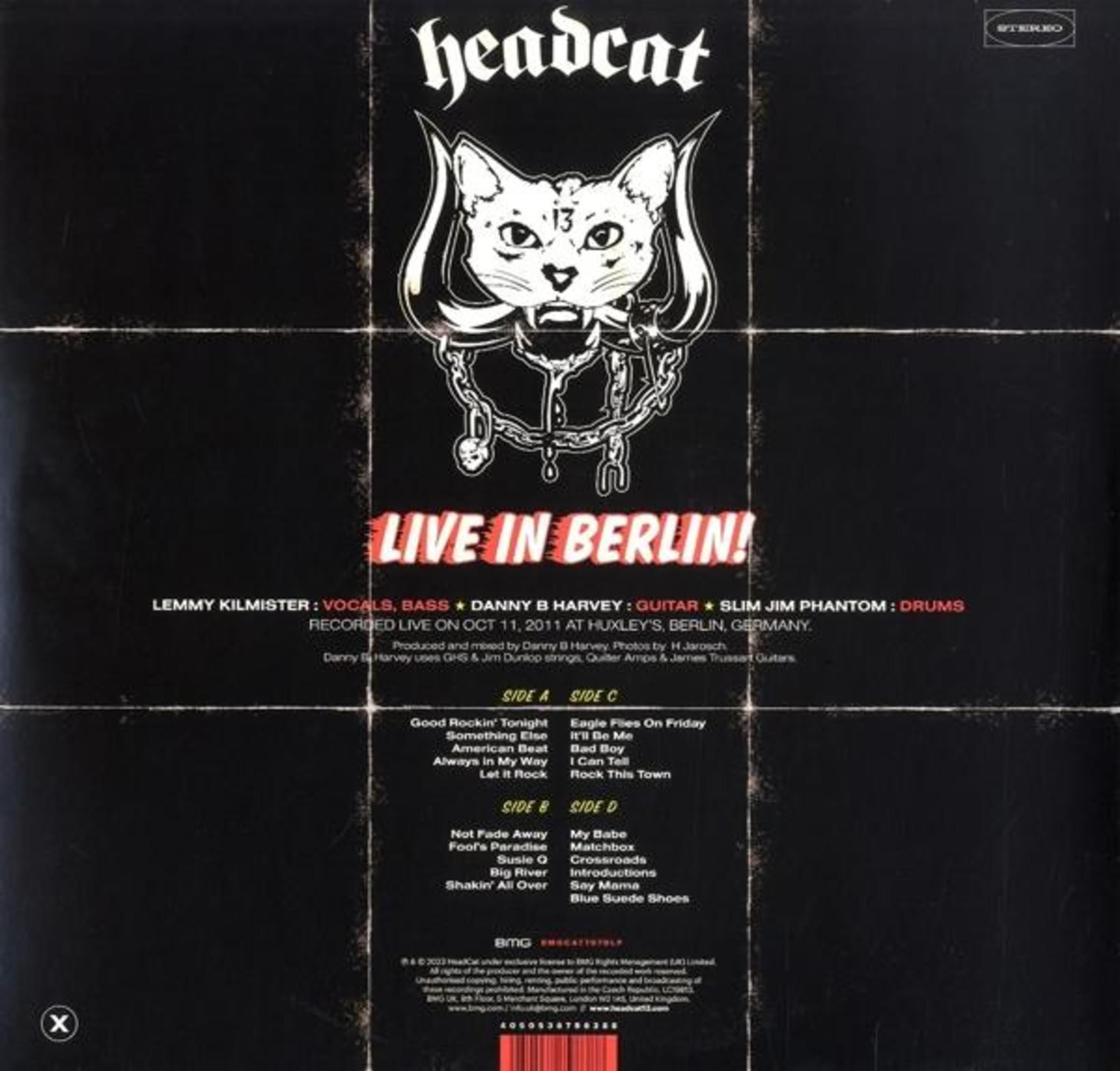 Albumhoes met "headcat"-logo, kattenkop met hoorns en songlijst.