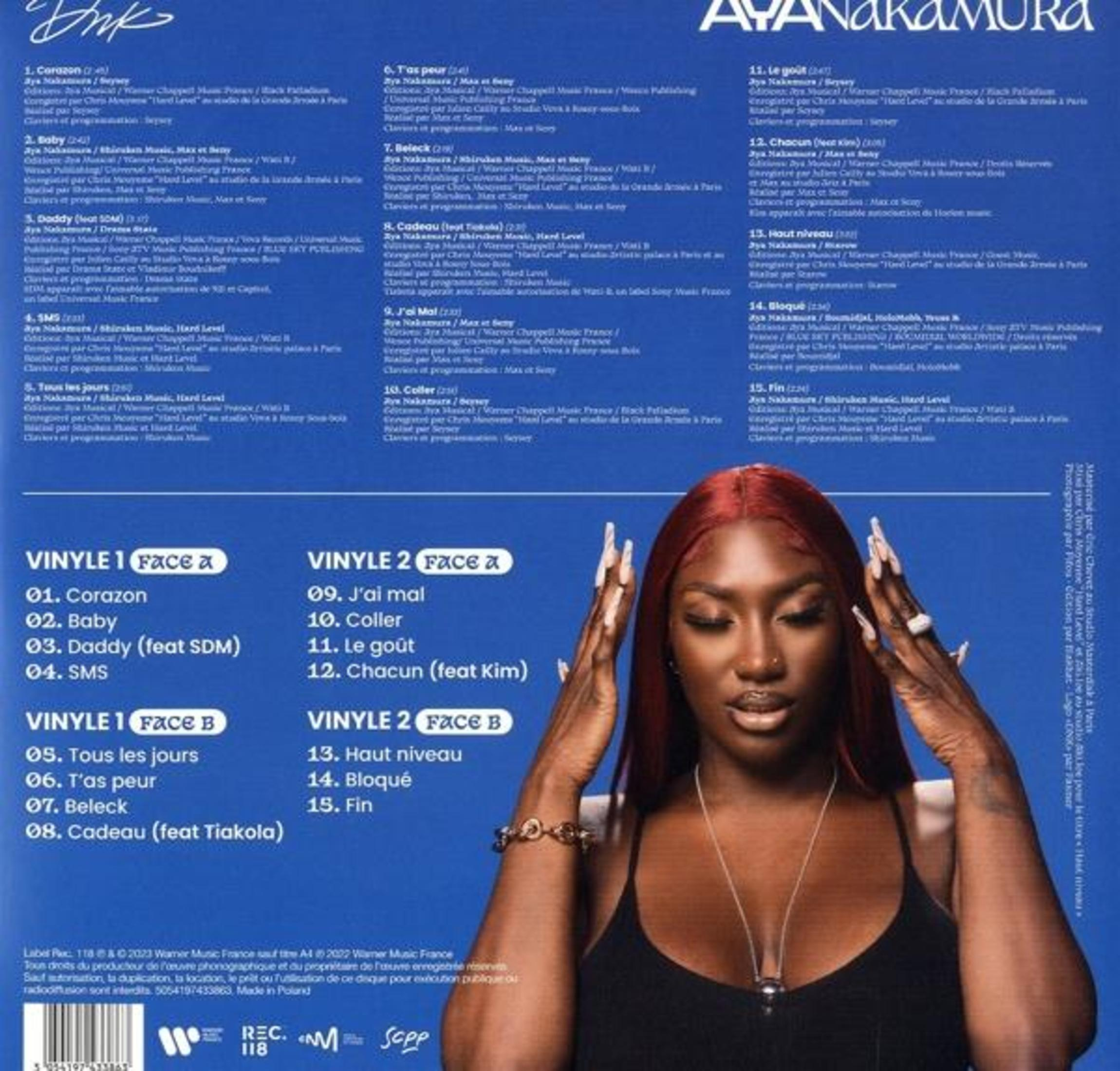 Copertina dell'album con tracklist e la cantante Aya Nakamura.