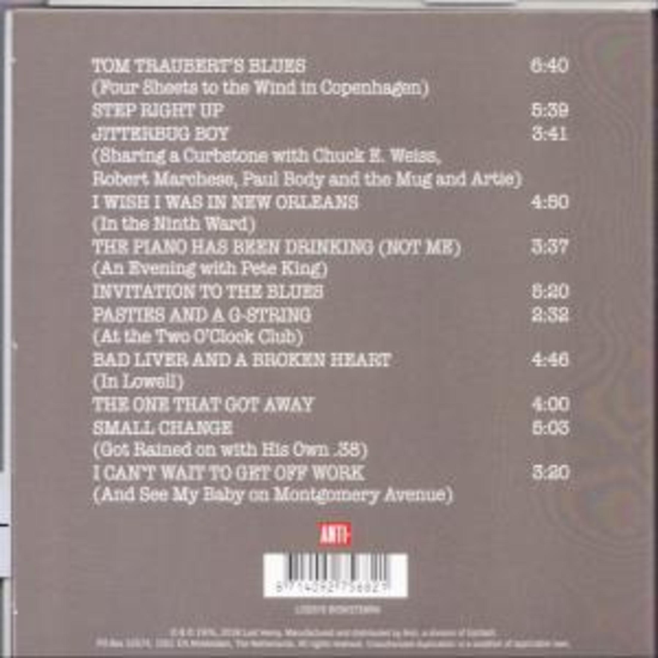 CD-achterkant met songlijst en tijden in wit op grijze achtergrond.