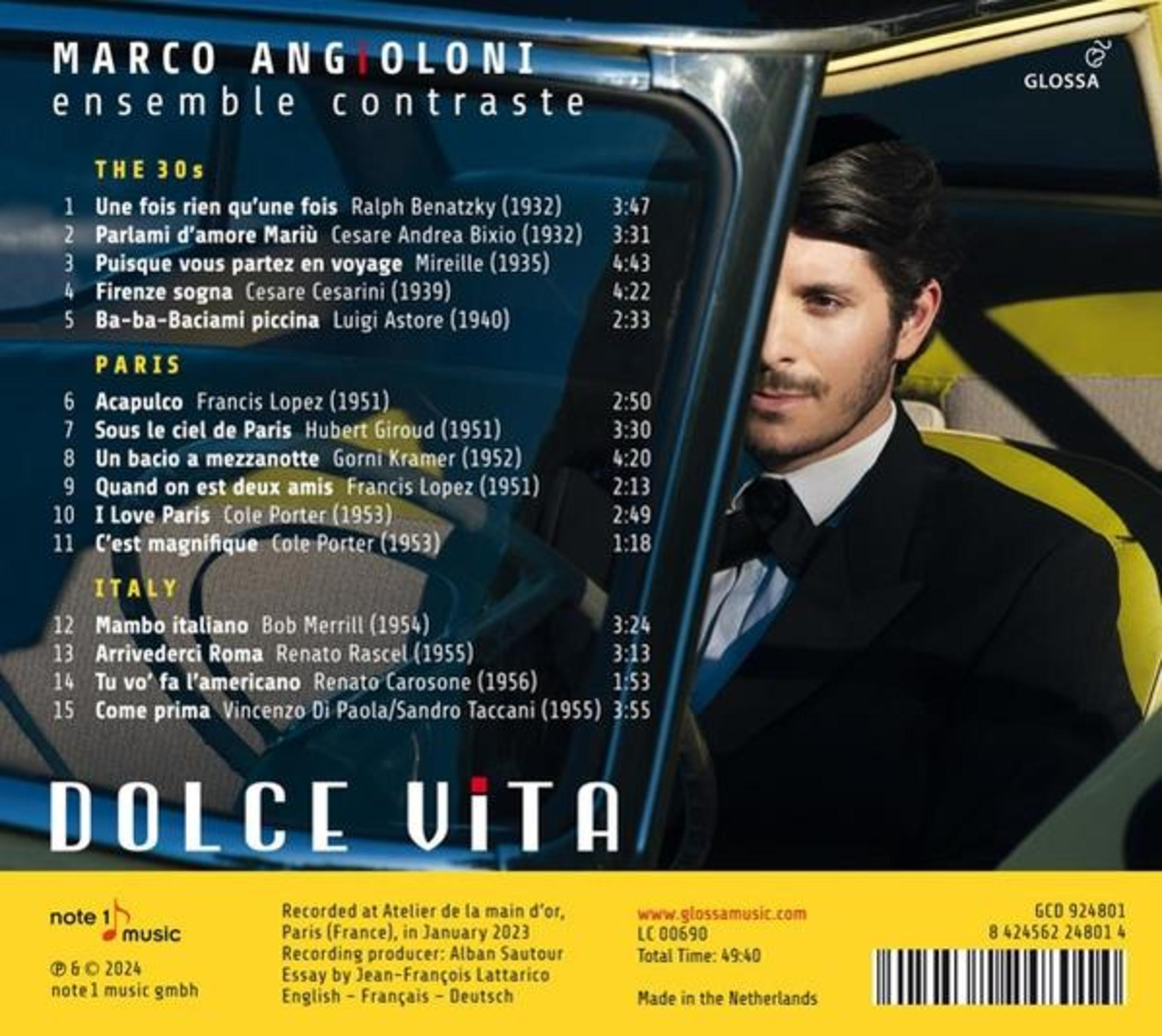Copertina album con tracklist e un uomo in giacca.